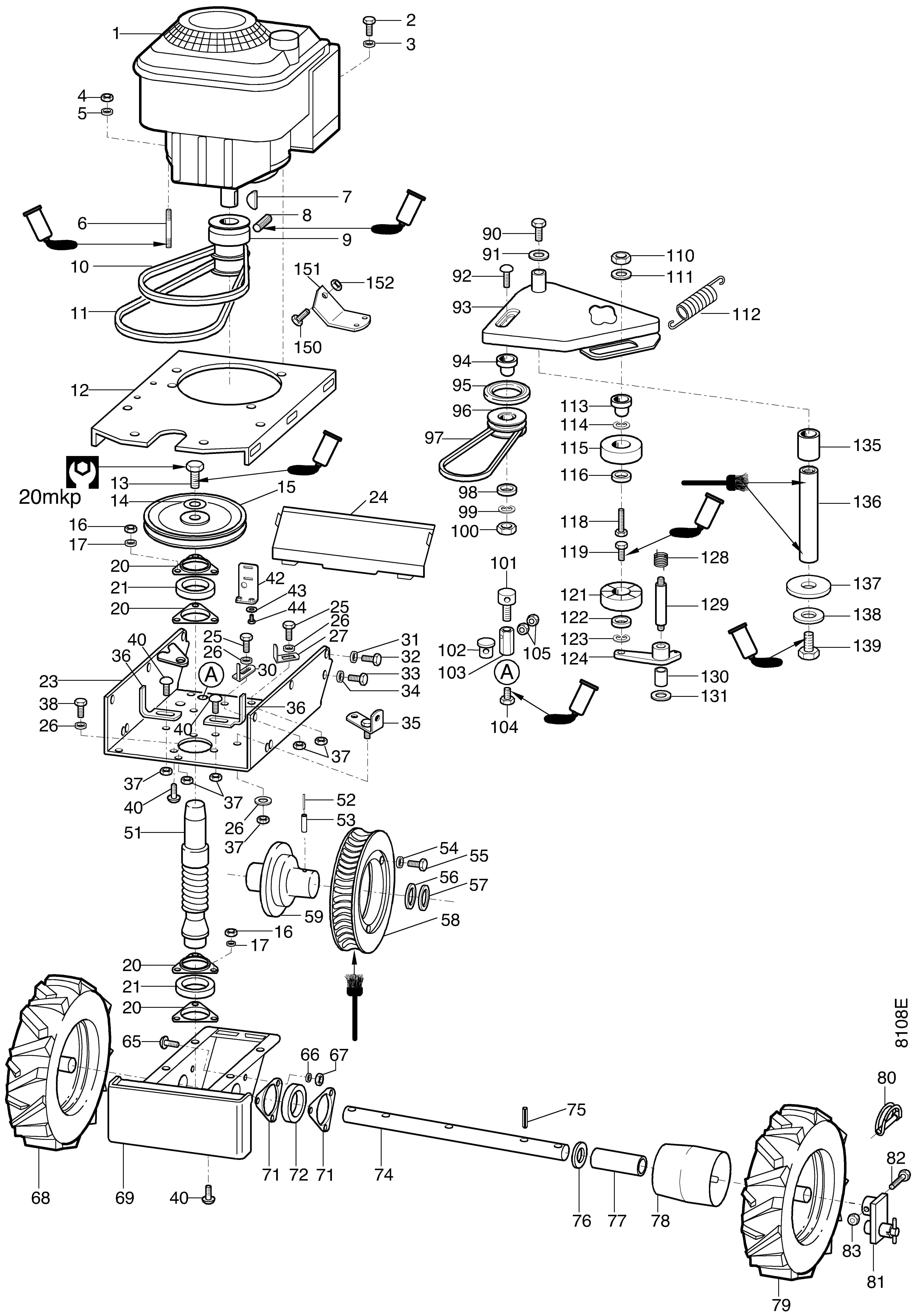 Fahrgetriebe, Motor, Kupplung