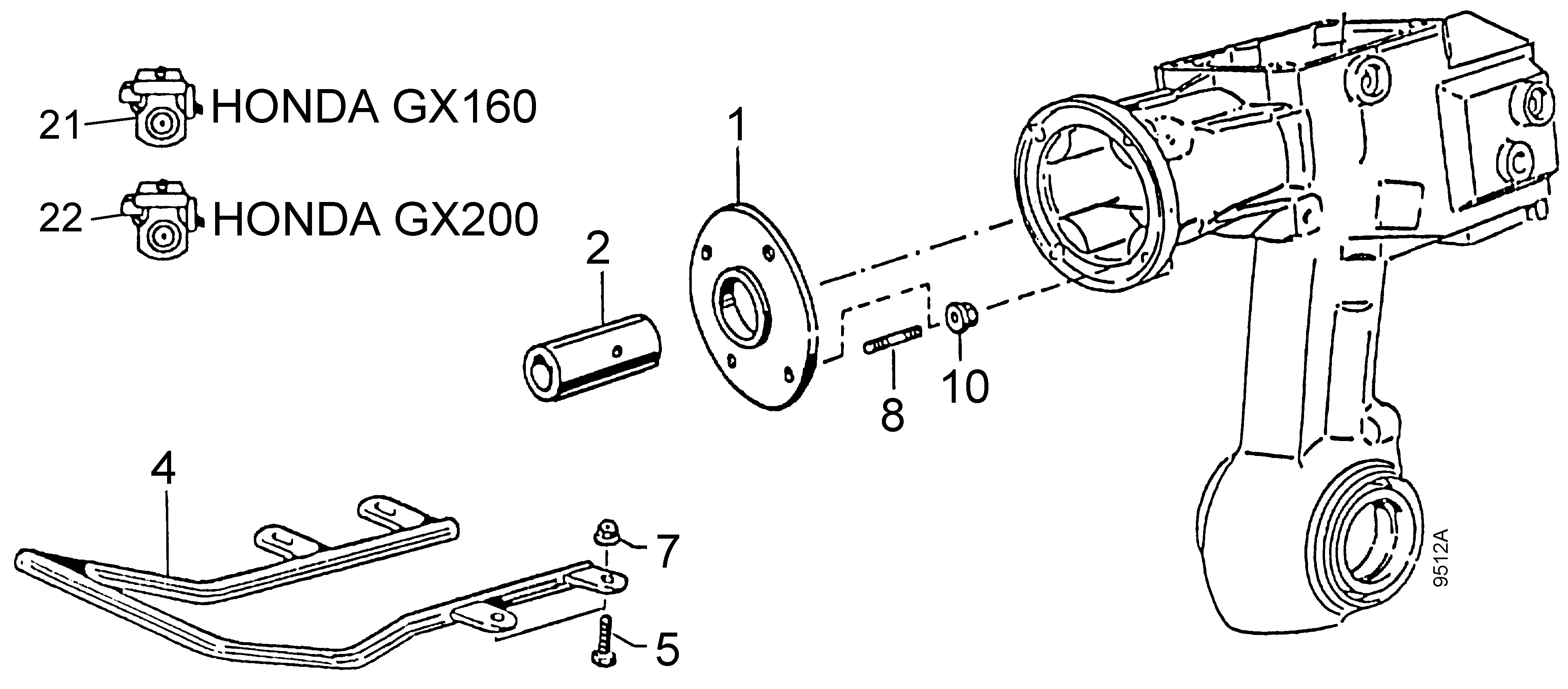 Montage moteur Honda GX160/GX200