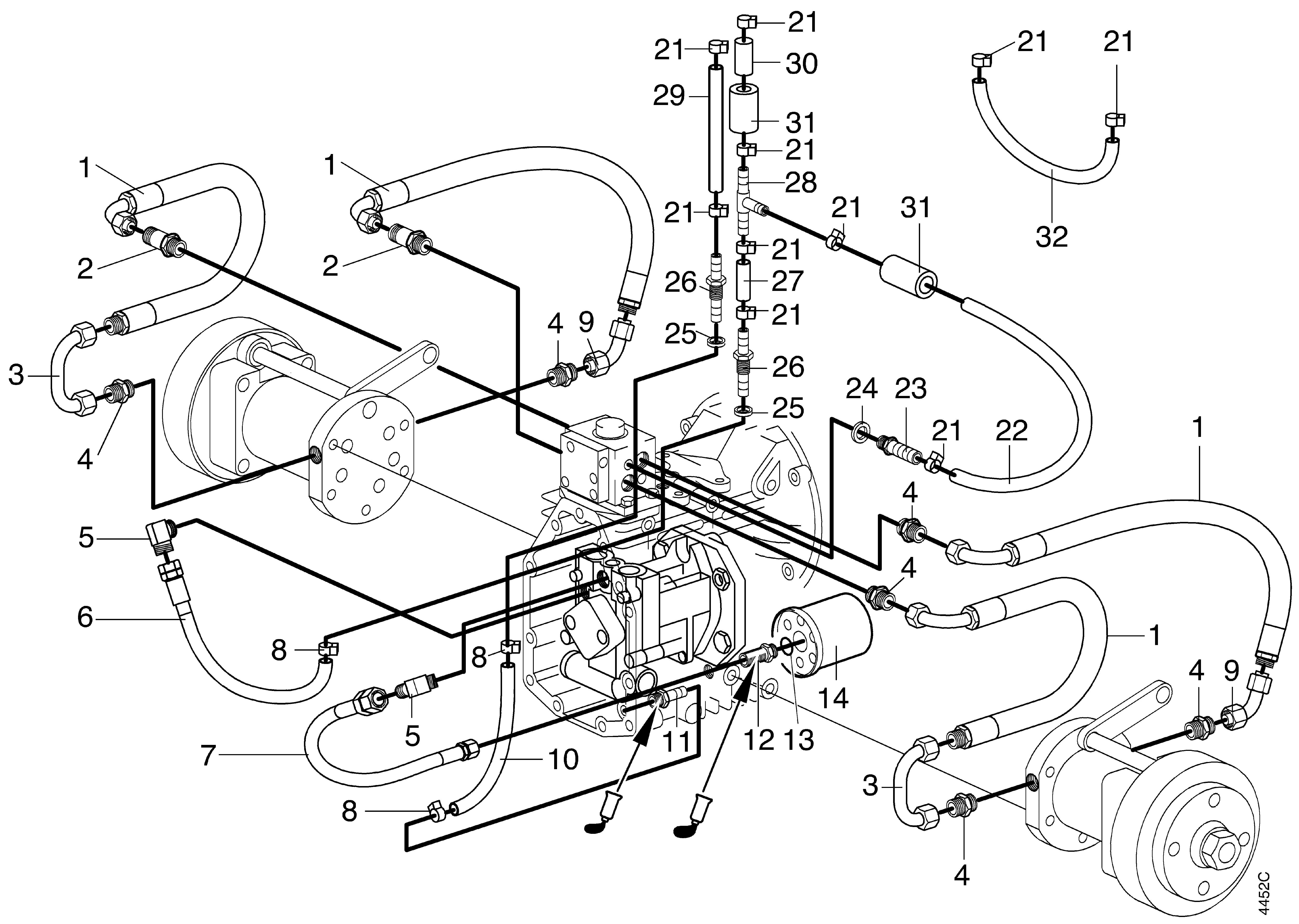 Hydraulikleitungen, Lenkventil LV11