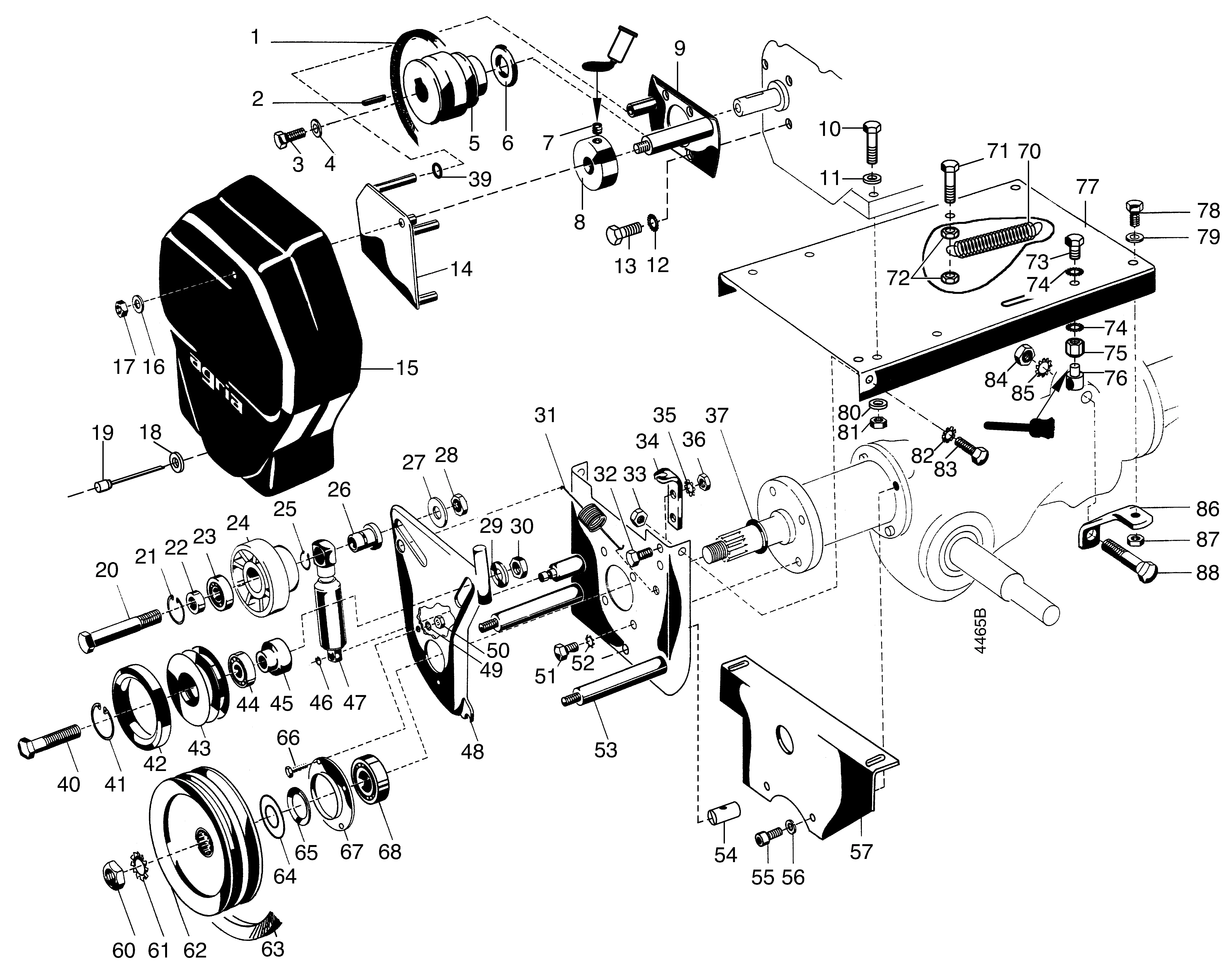 Engine carrier, V-belt clutch