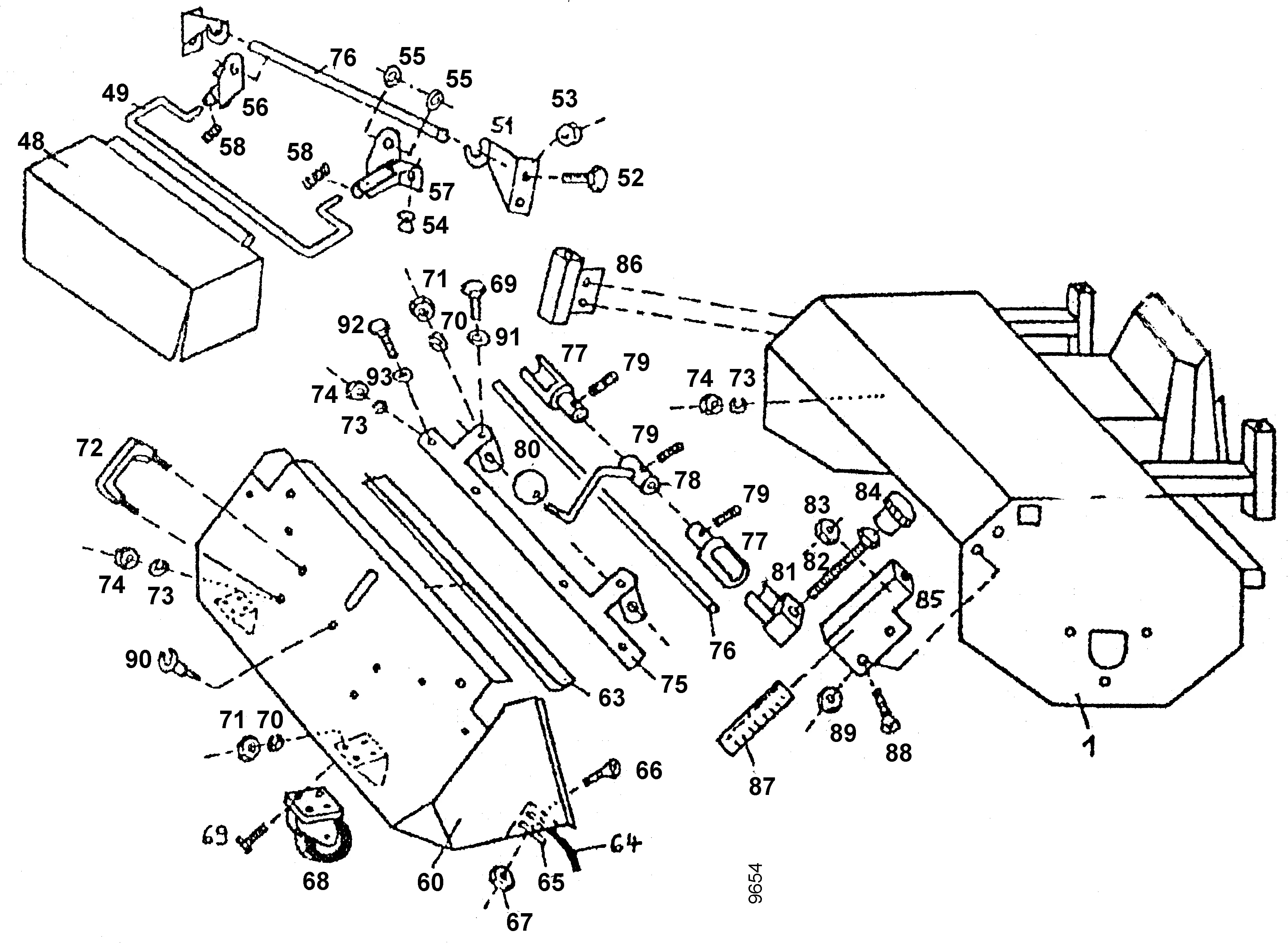 Sammelbehälter 100 cm FKM 1050E Metallausf., Spritzschürze für Kehrmaschine 100 cm FKM 1050E