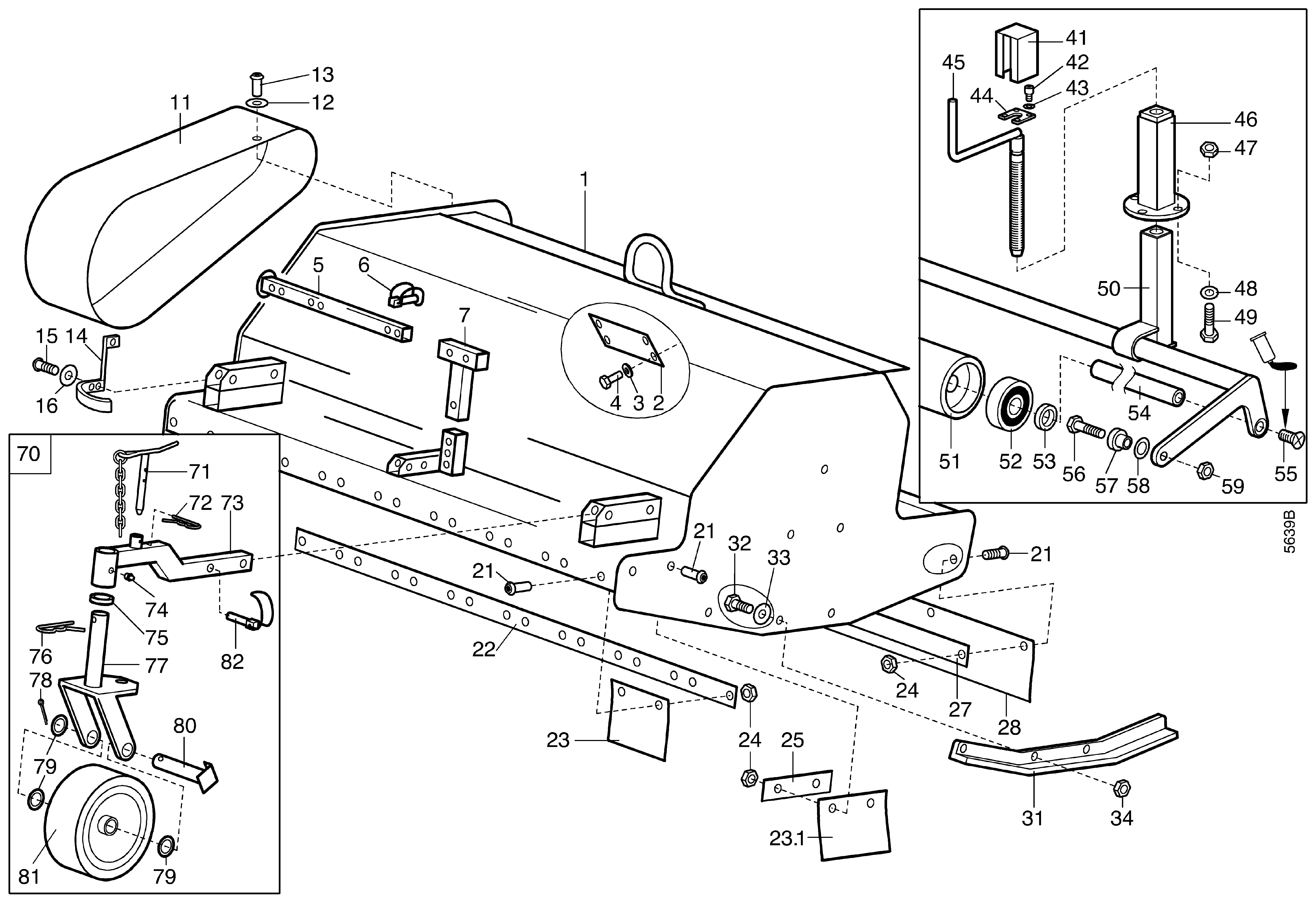 Anbau-Schlegelmulcher 100cm 5956 622, Gehäuse, Fronträder 5956 921