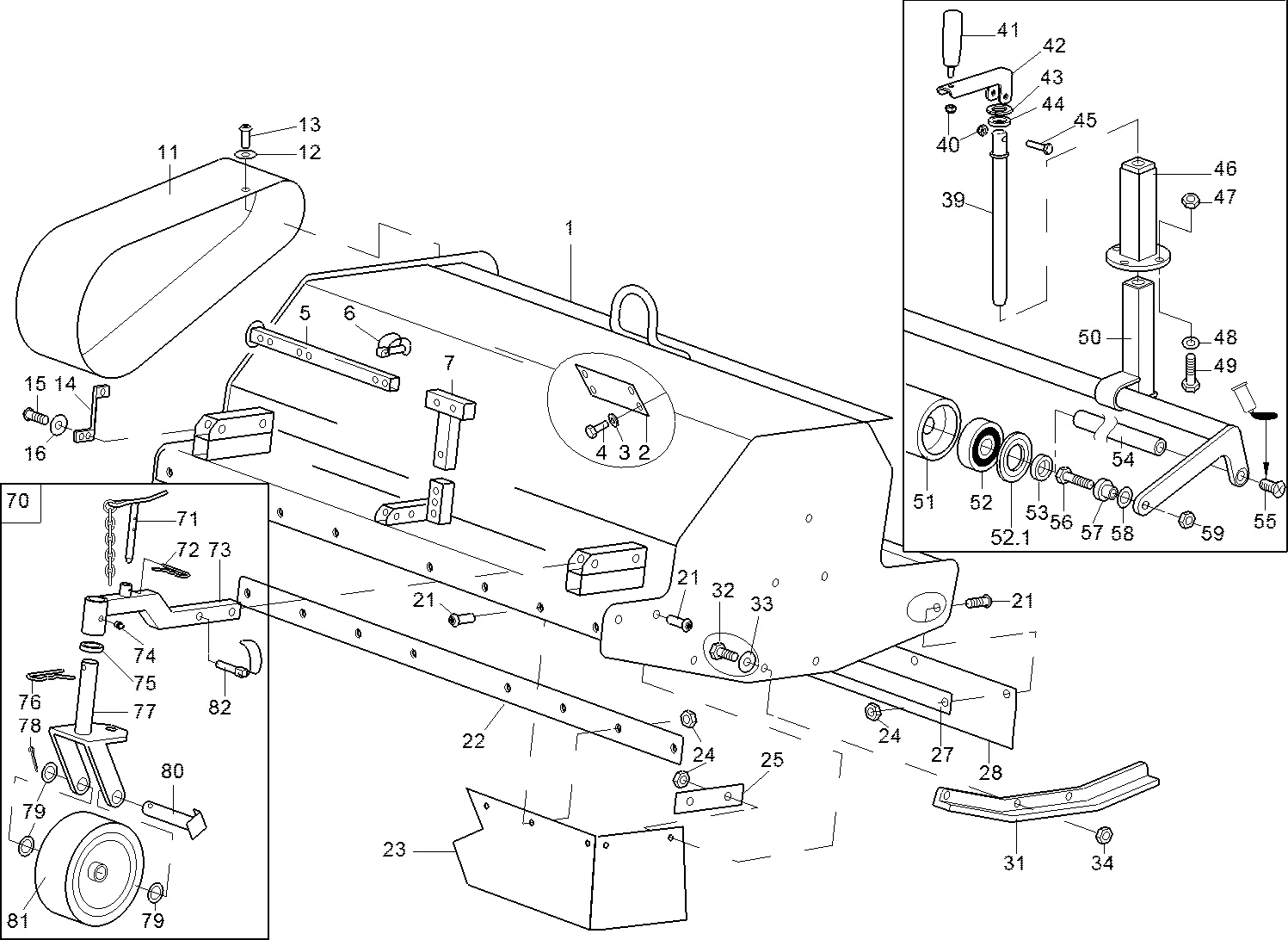 Anbau-Schlegelmulcher 100cm 5956 623, Gehäuse, Fronträder 5956 921