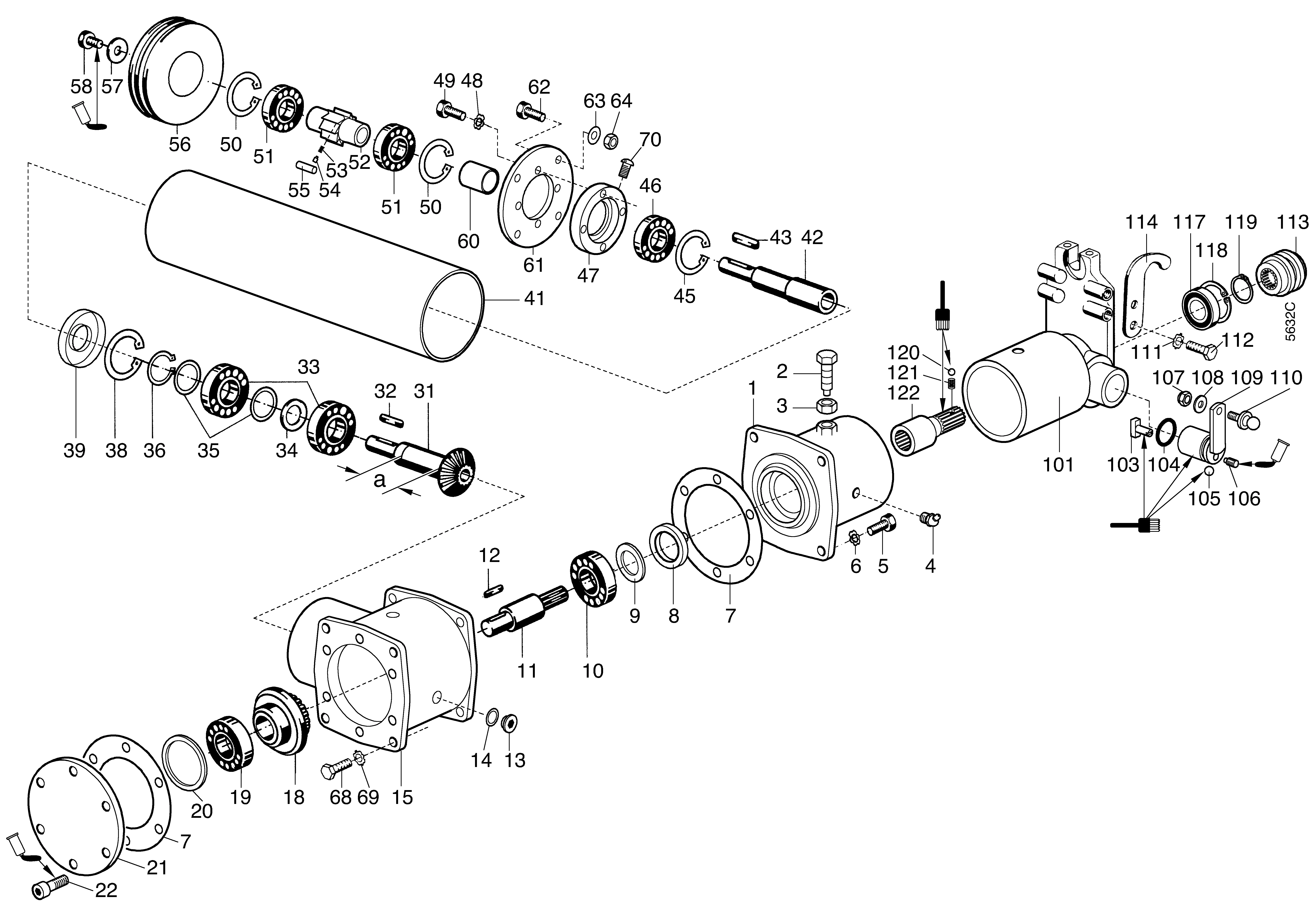 Anbau-Schlegelmulcher 100cm 5956 622, Winkelgetriebe, Anschlussflansch