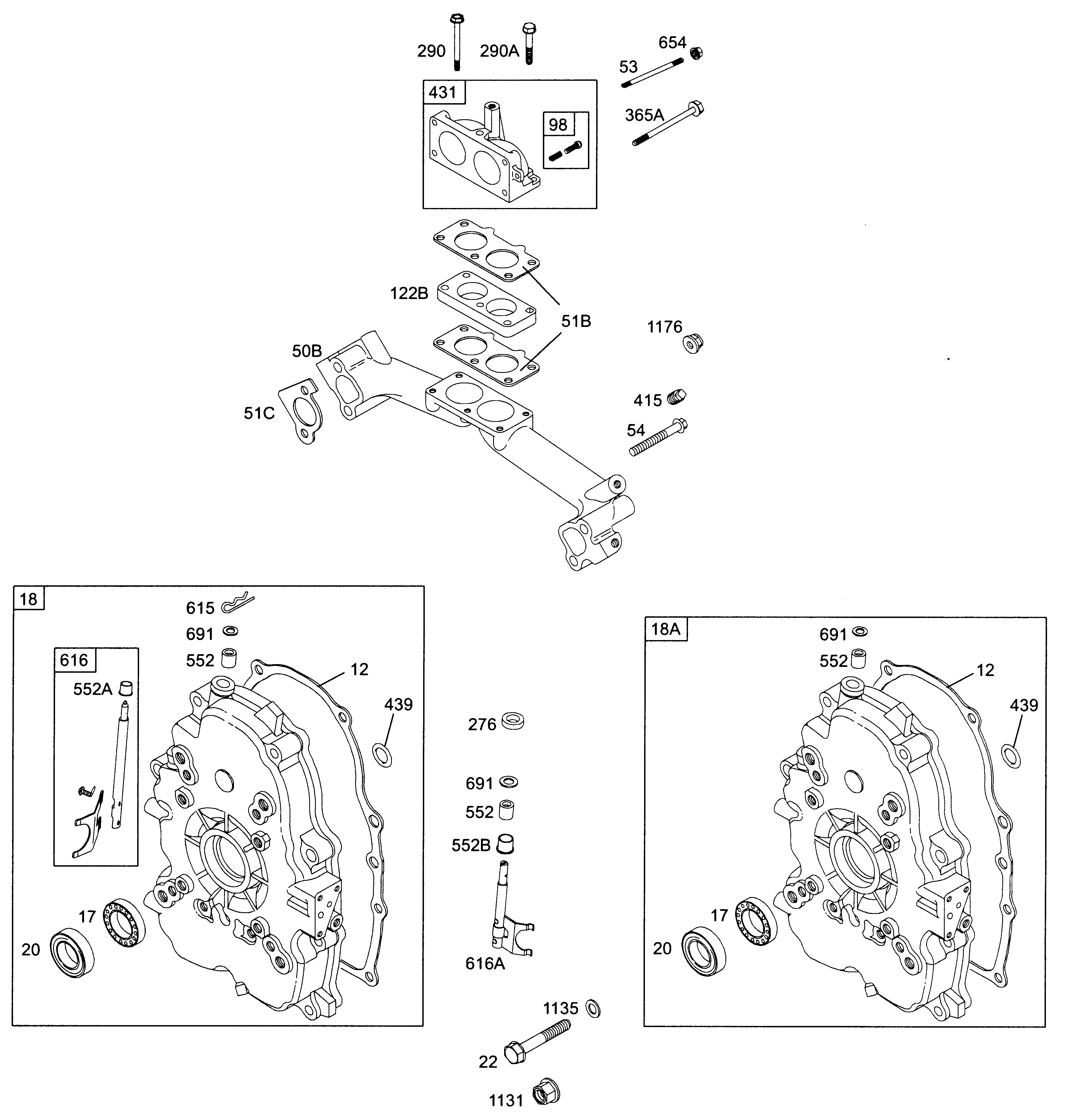 Kurbelgehäusedeckel, Ansaugkrümmer