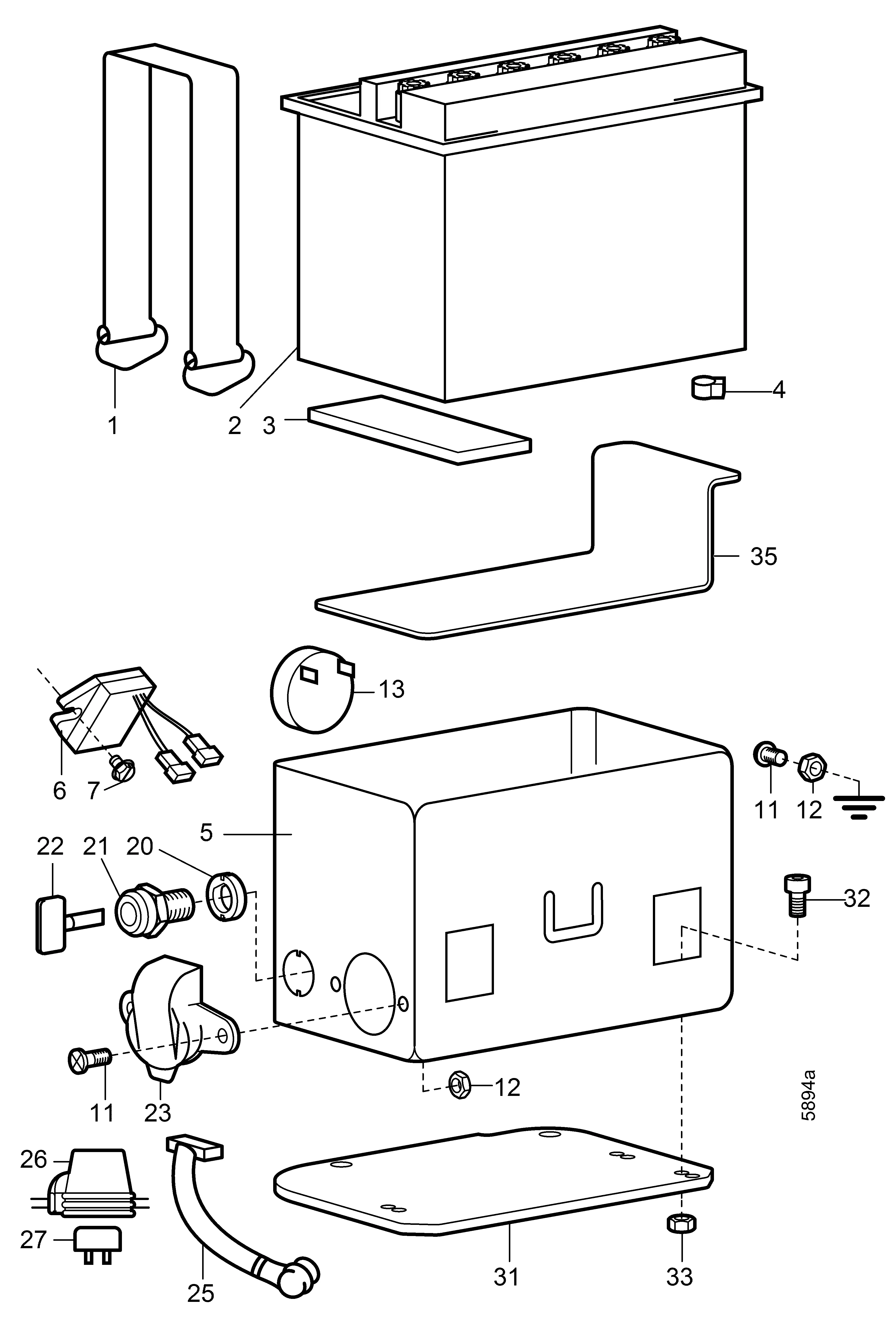 Batterie, Schaltkasten, B&S Vanguard 18/22 HP