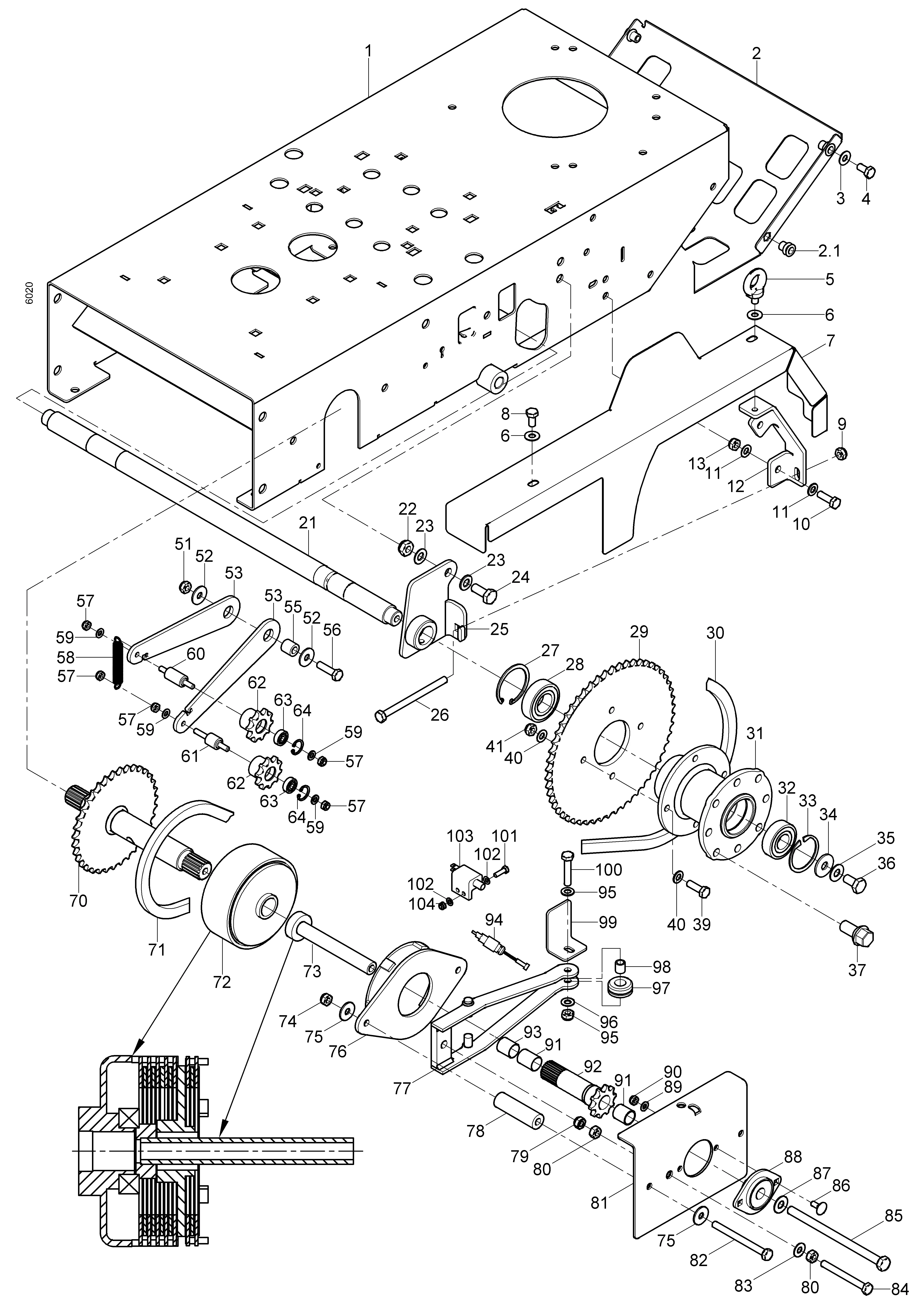 Directional brake clutch, Triebachse