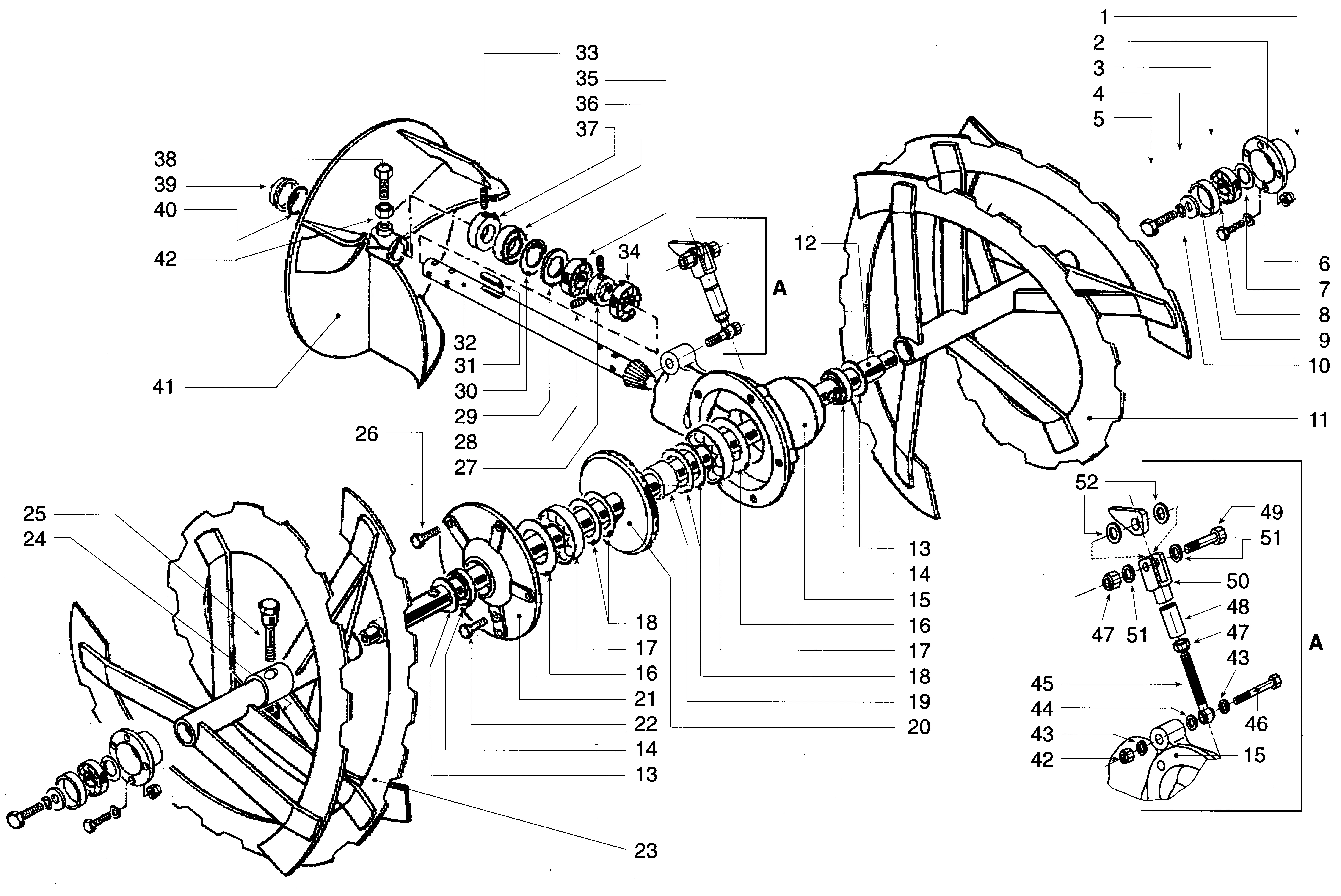 Anbau-Schneefräse, Förderschnecke, Schleuderrad