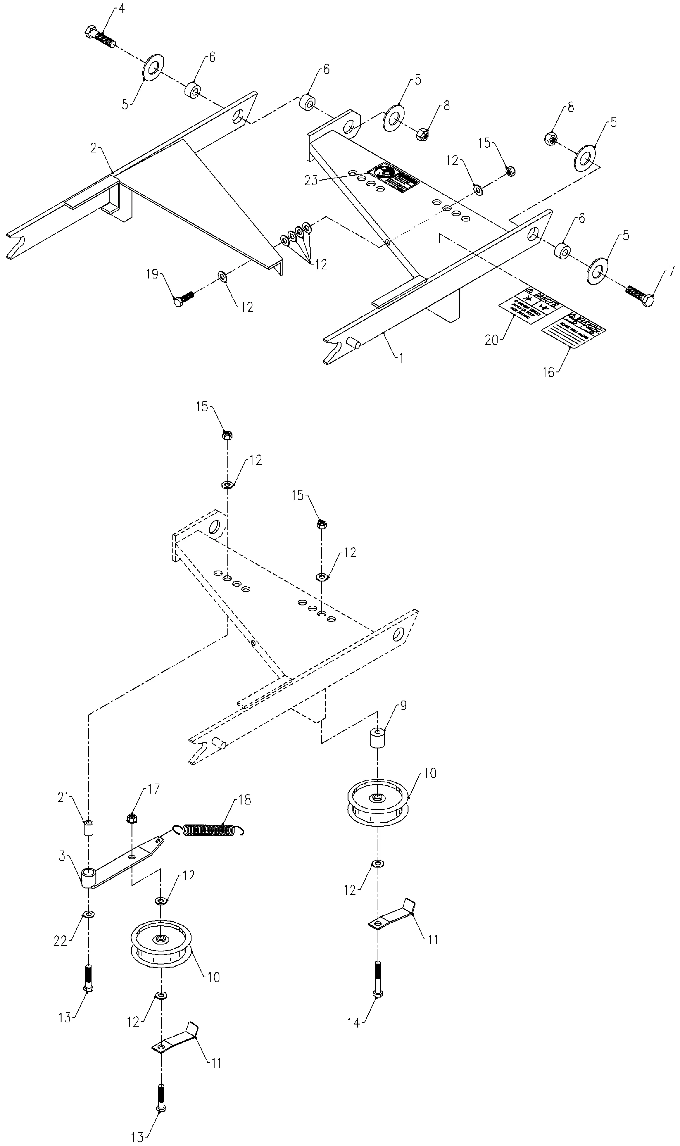 Sichelmäher Seitenauswurf 112 cm, Hubrahmen