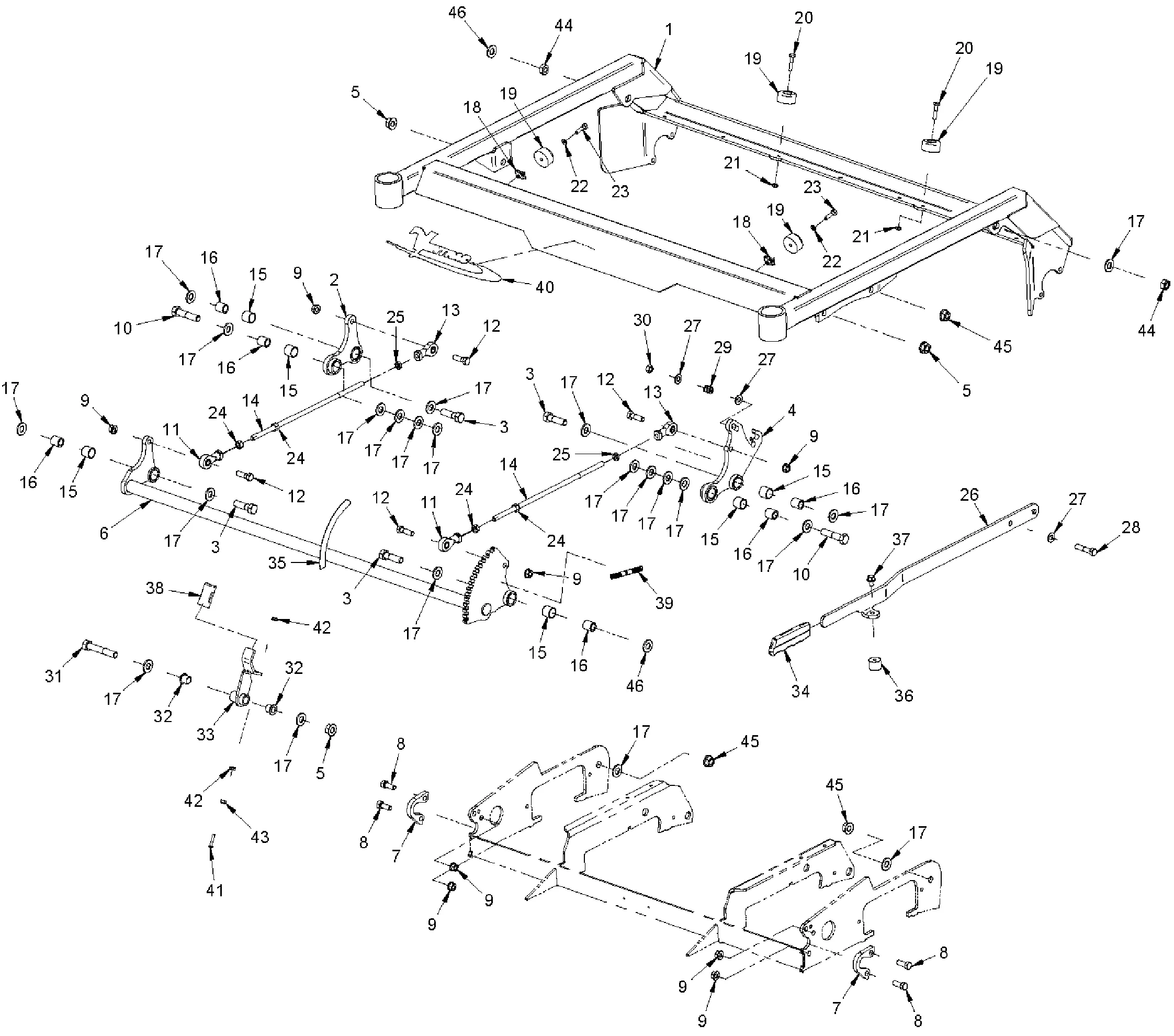 Sichelmäher Heckauswurf 132 cm, Rahmen