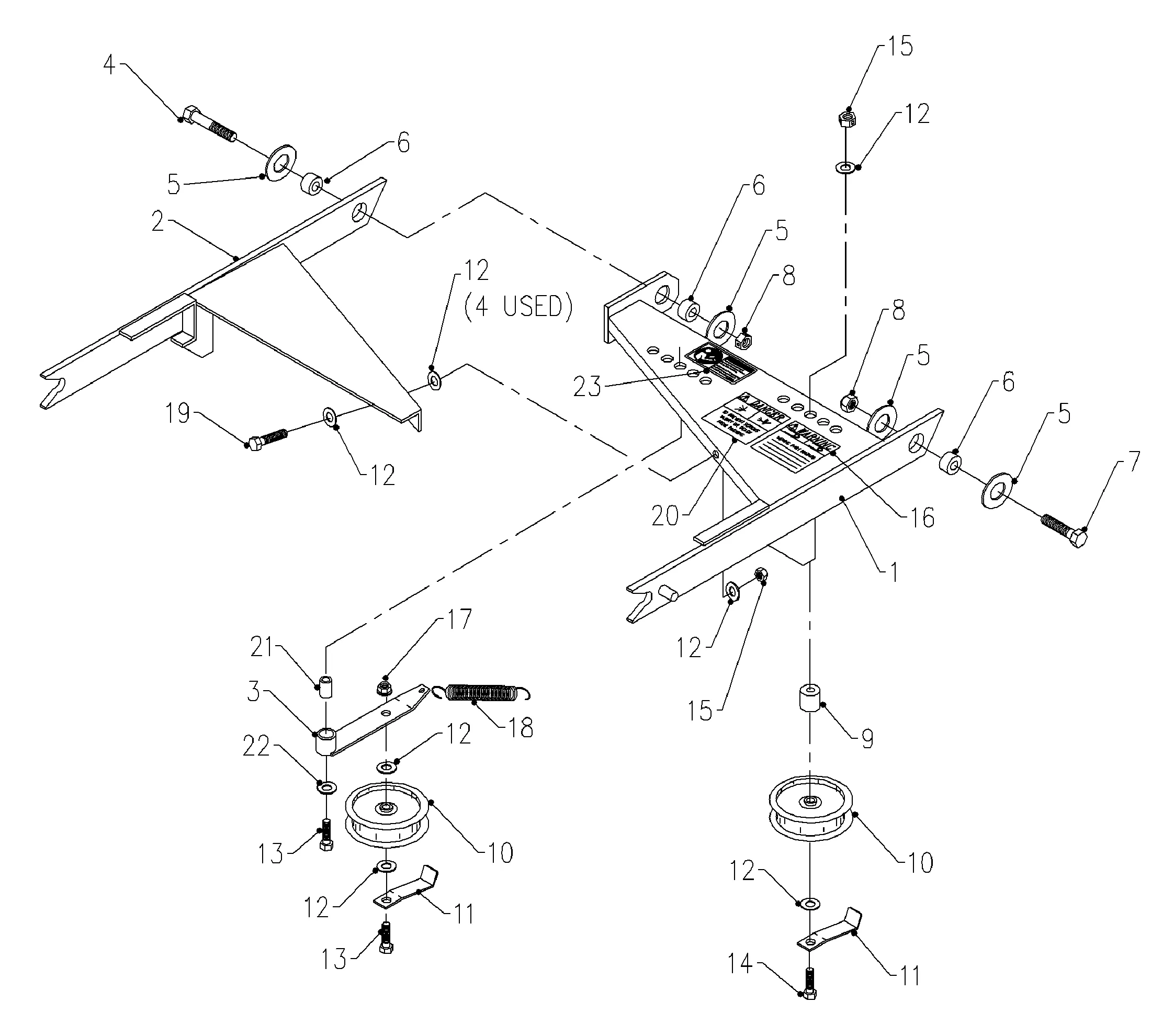Sichelmäher Seitenauswurf 152 cm, Hubrahmen