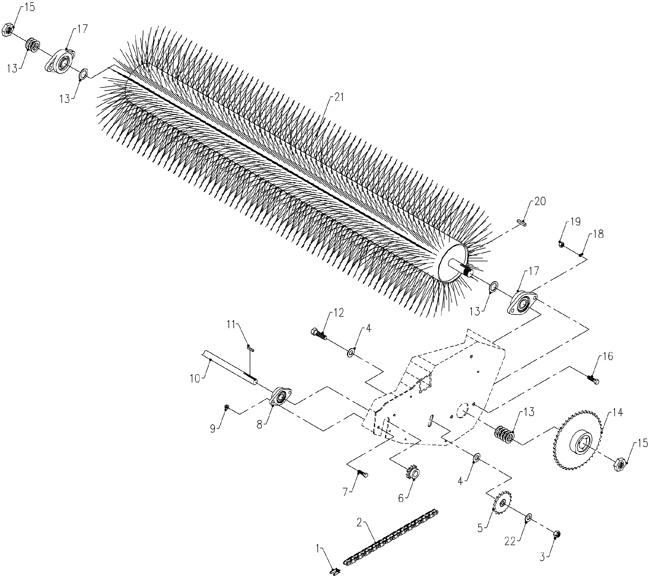 Kehrmaschine, Bürstenwalze