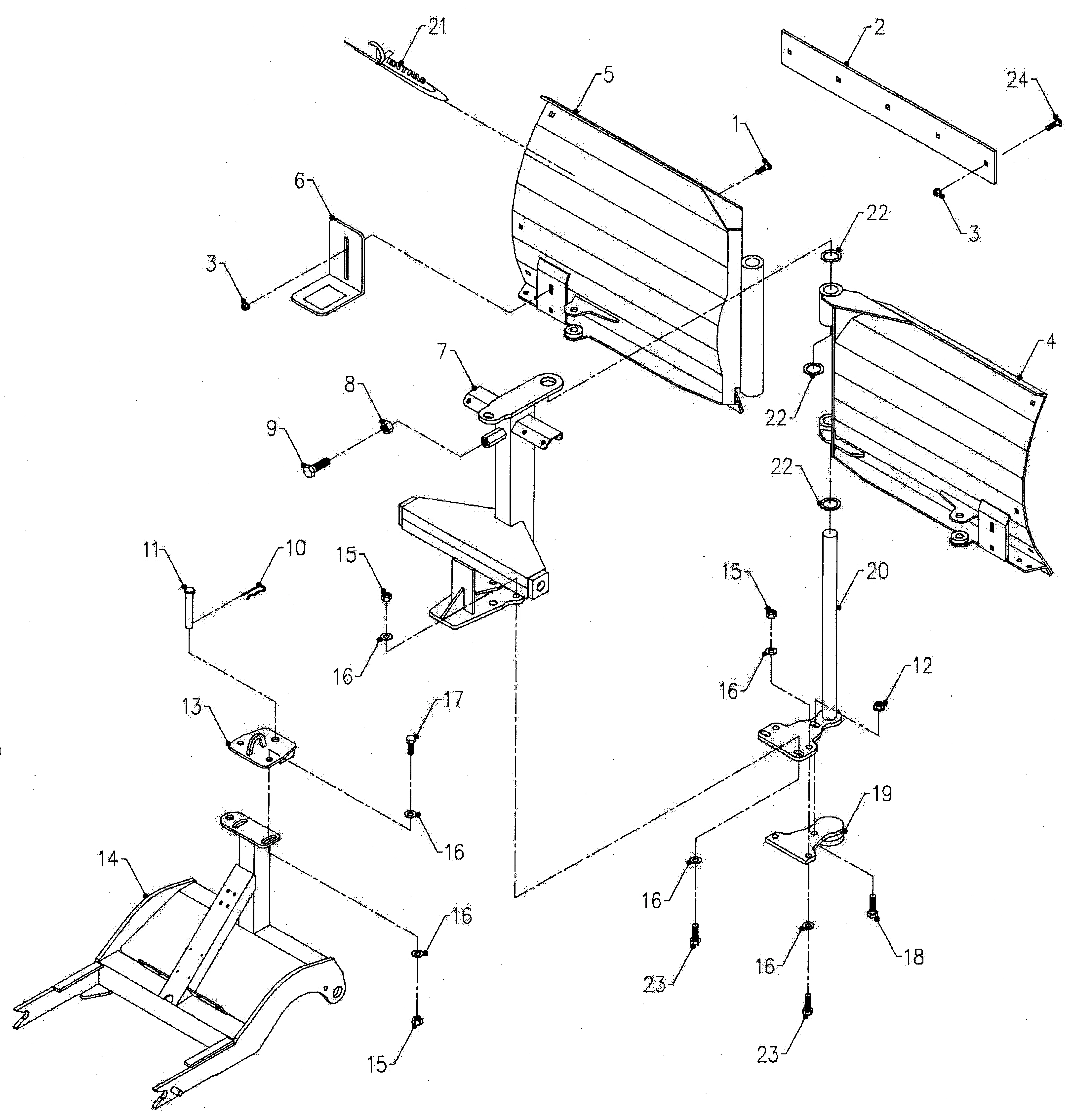 Schneepflug Vario, Rahmen, Räumschild