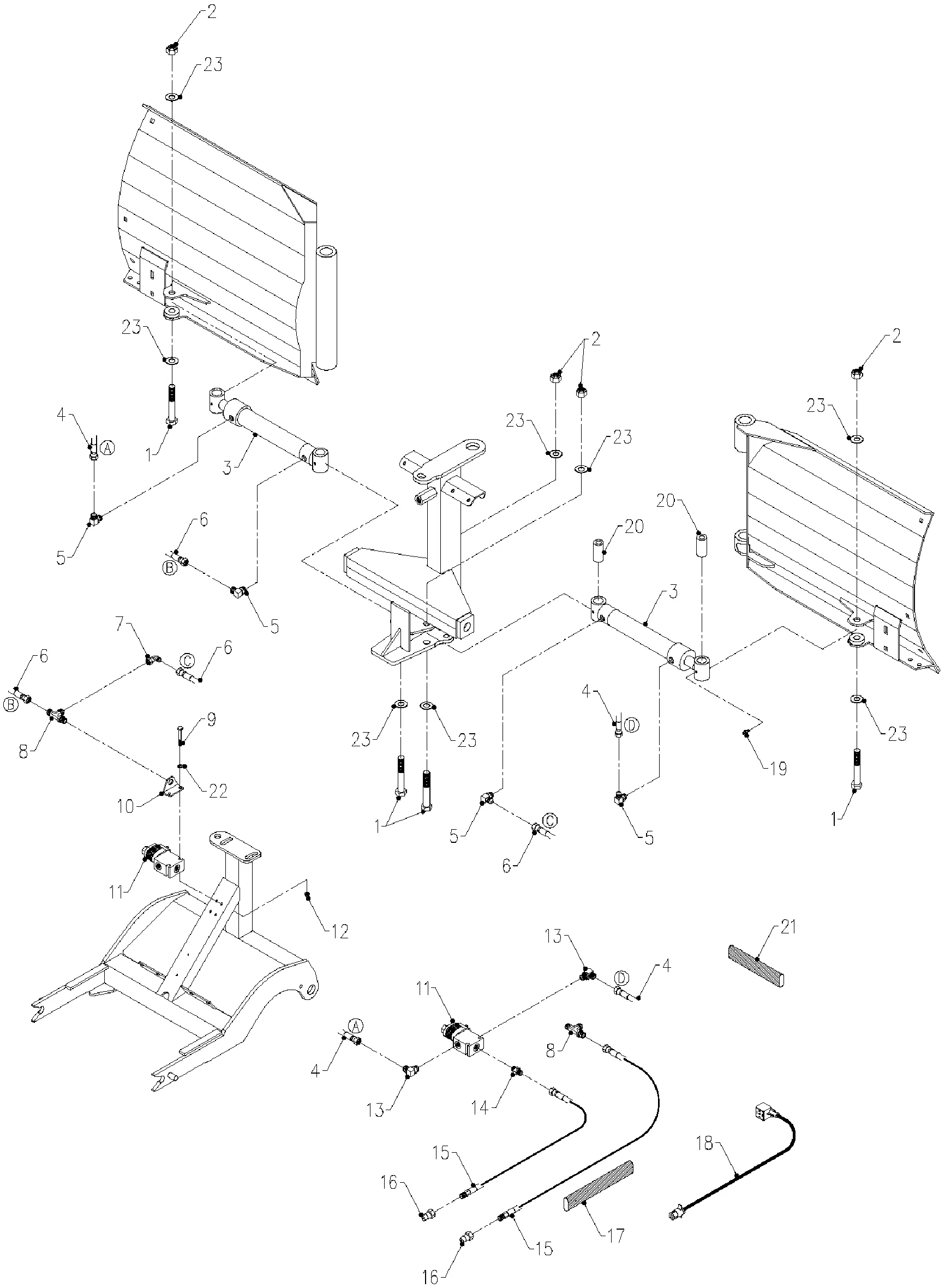 Schneepflug Vario, Verstelleinrichtung