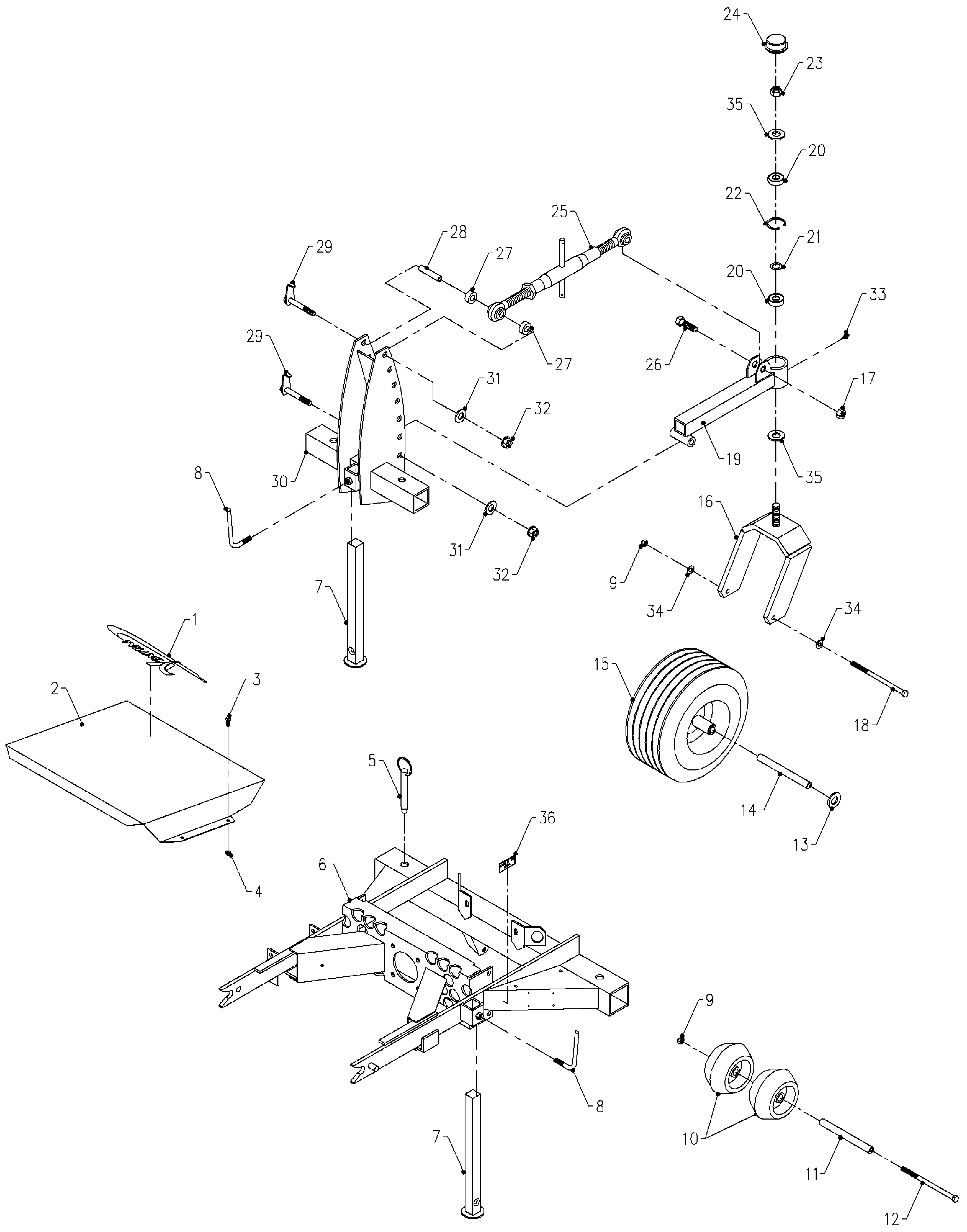 Rasenkantenschneider, Rahmen, Stützrad