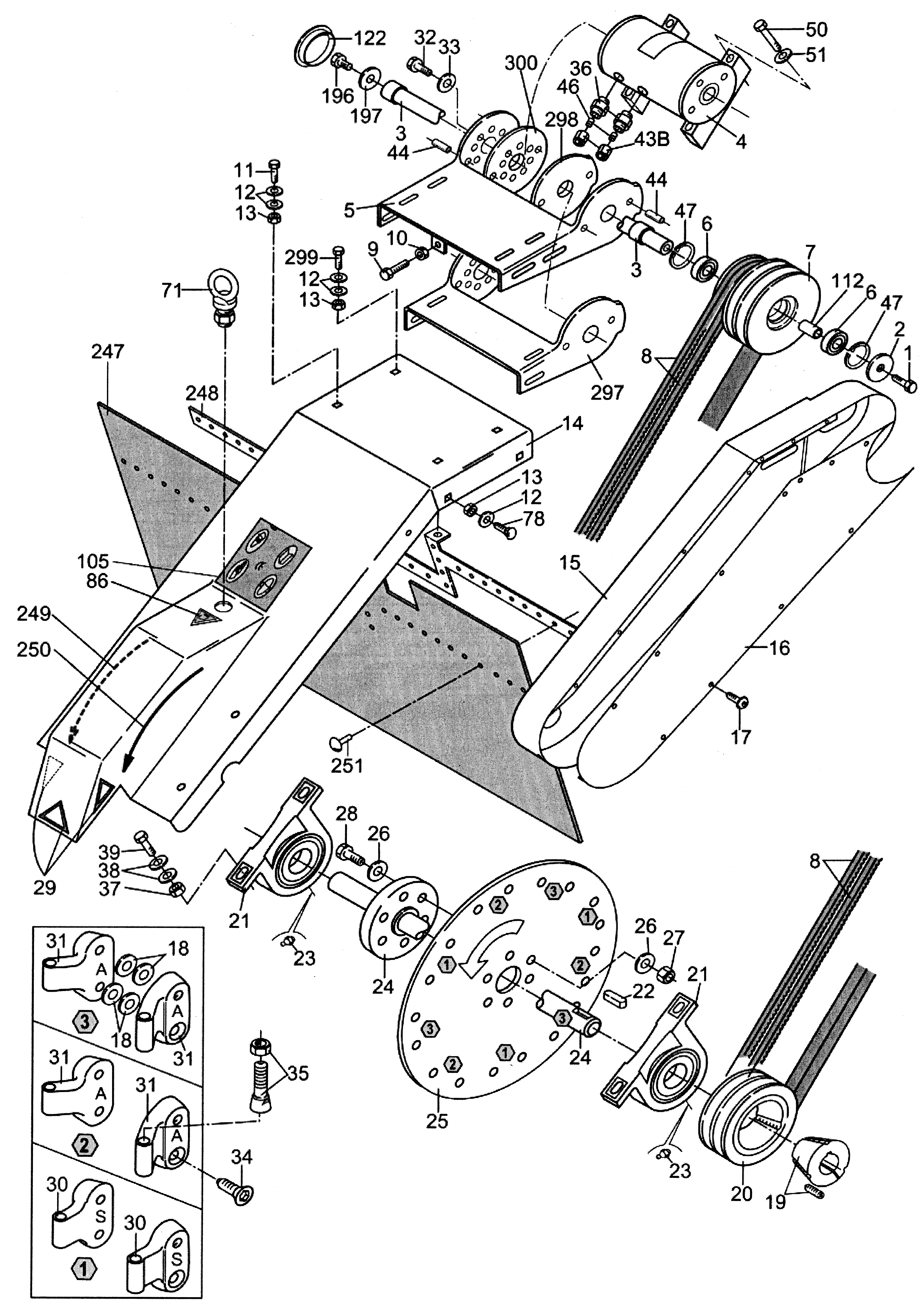 Baumstubbenfräse, Fräsarm