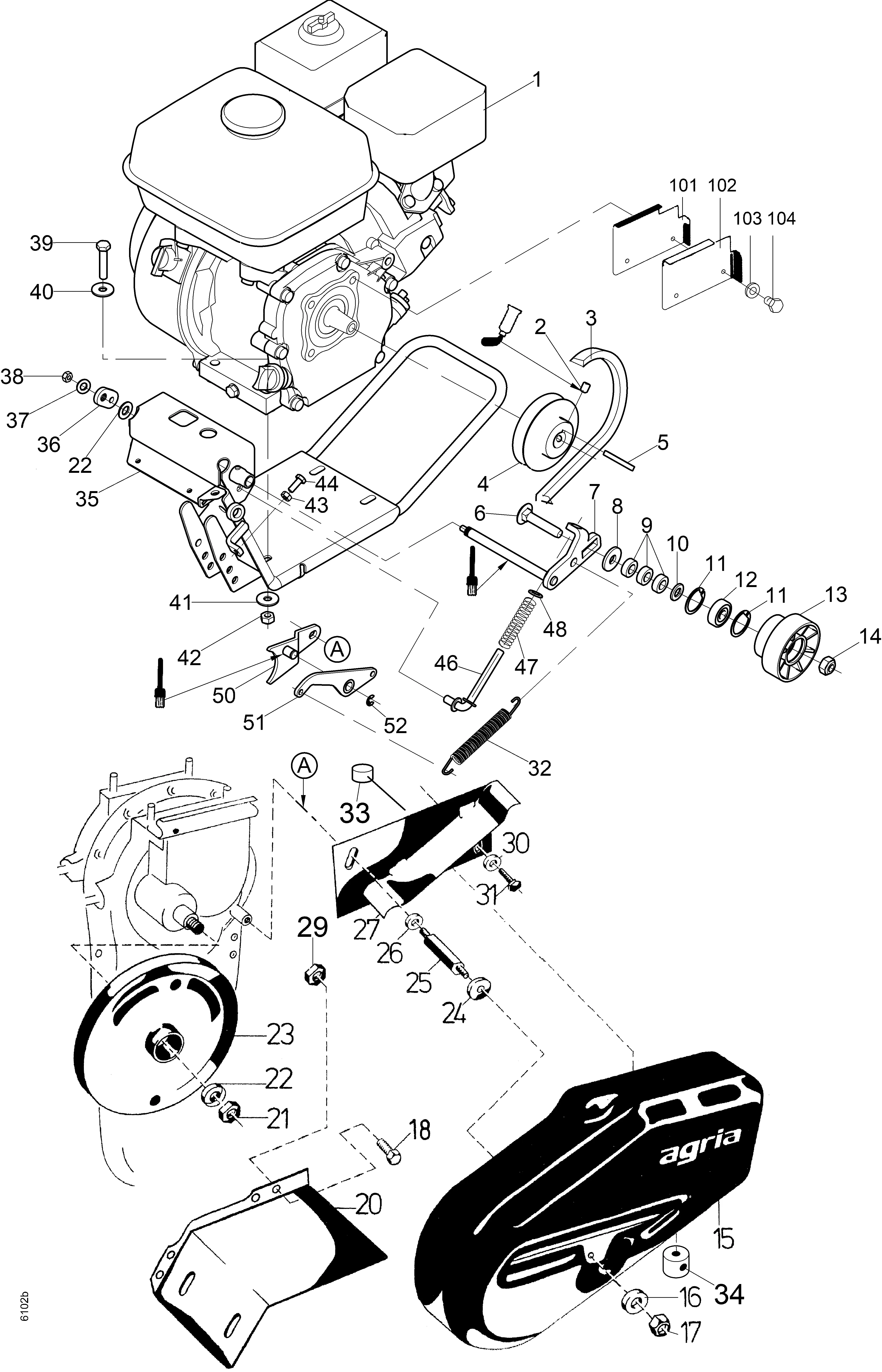 Motorträger, Keilriemenkupplung