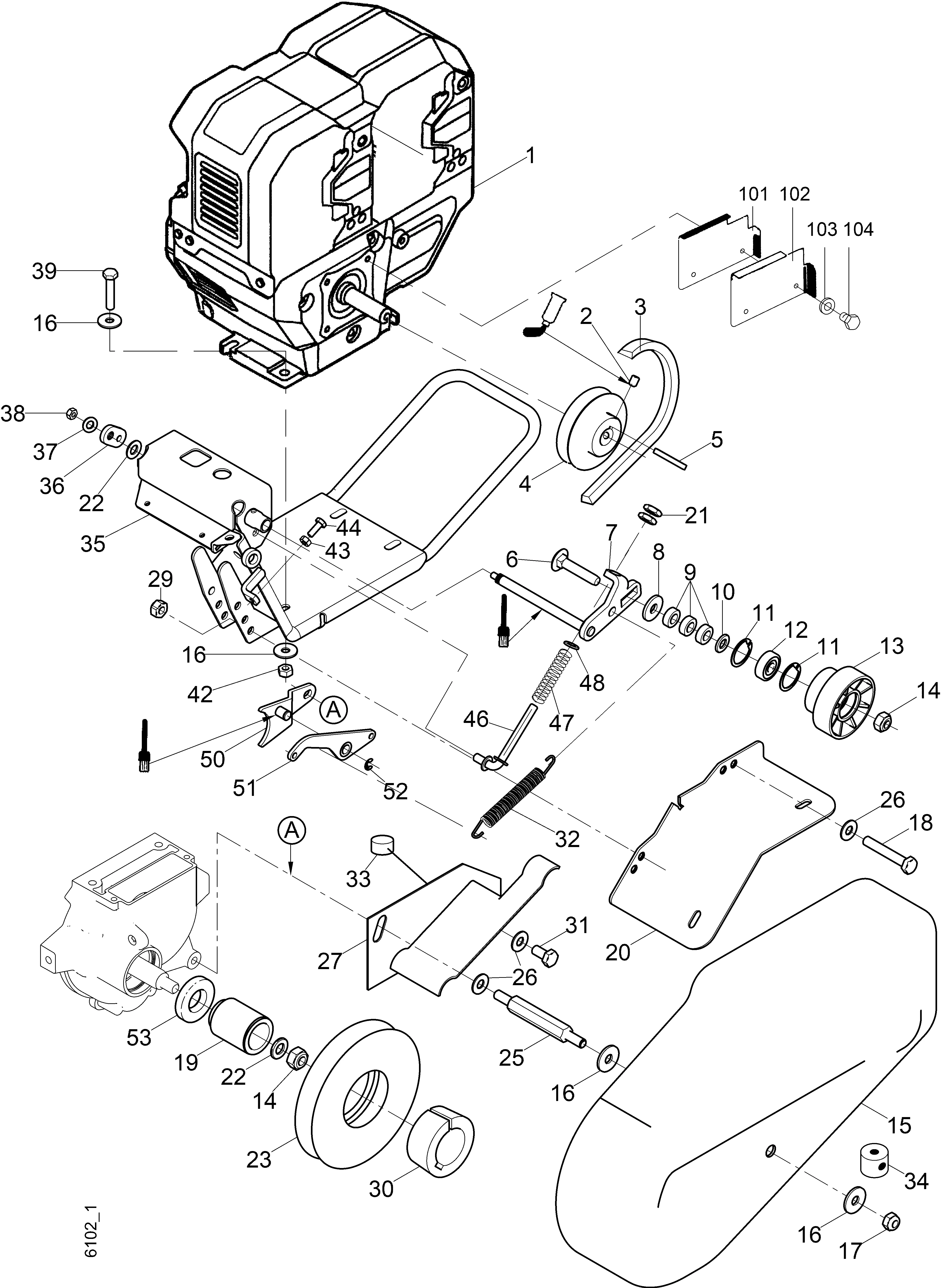 Support moteur, embrayage à courroie trapézoïdale