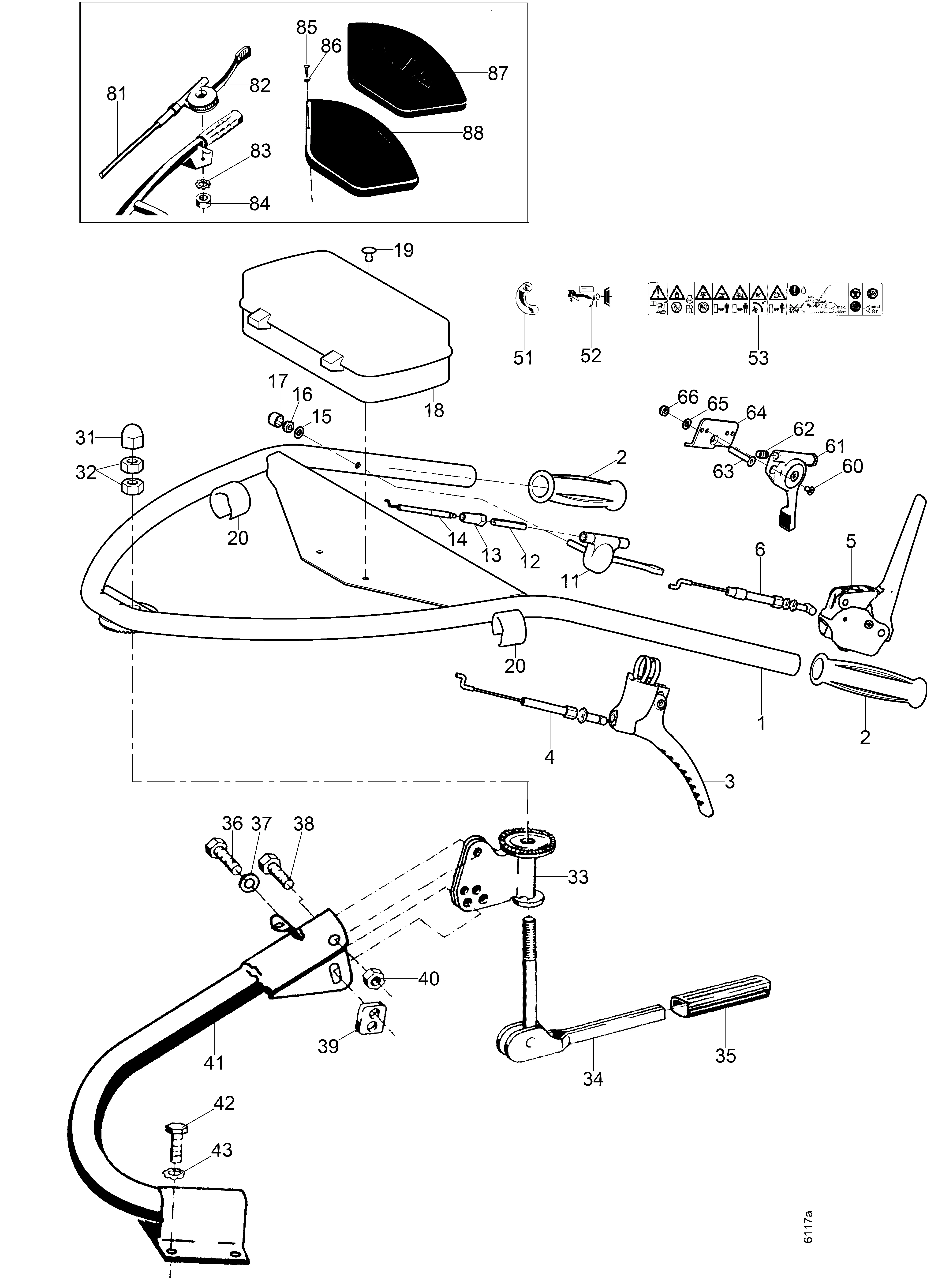 Unterholm, Lenker, Bowdenzüge, 4-Takt Motor Honda, > 2011
