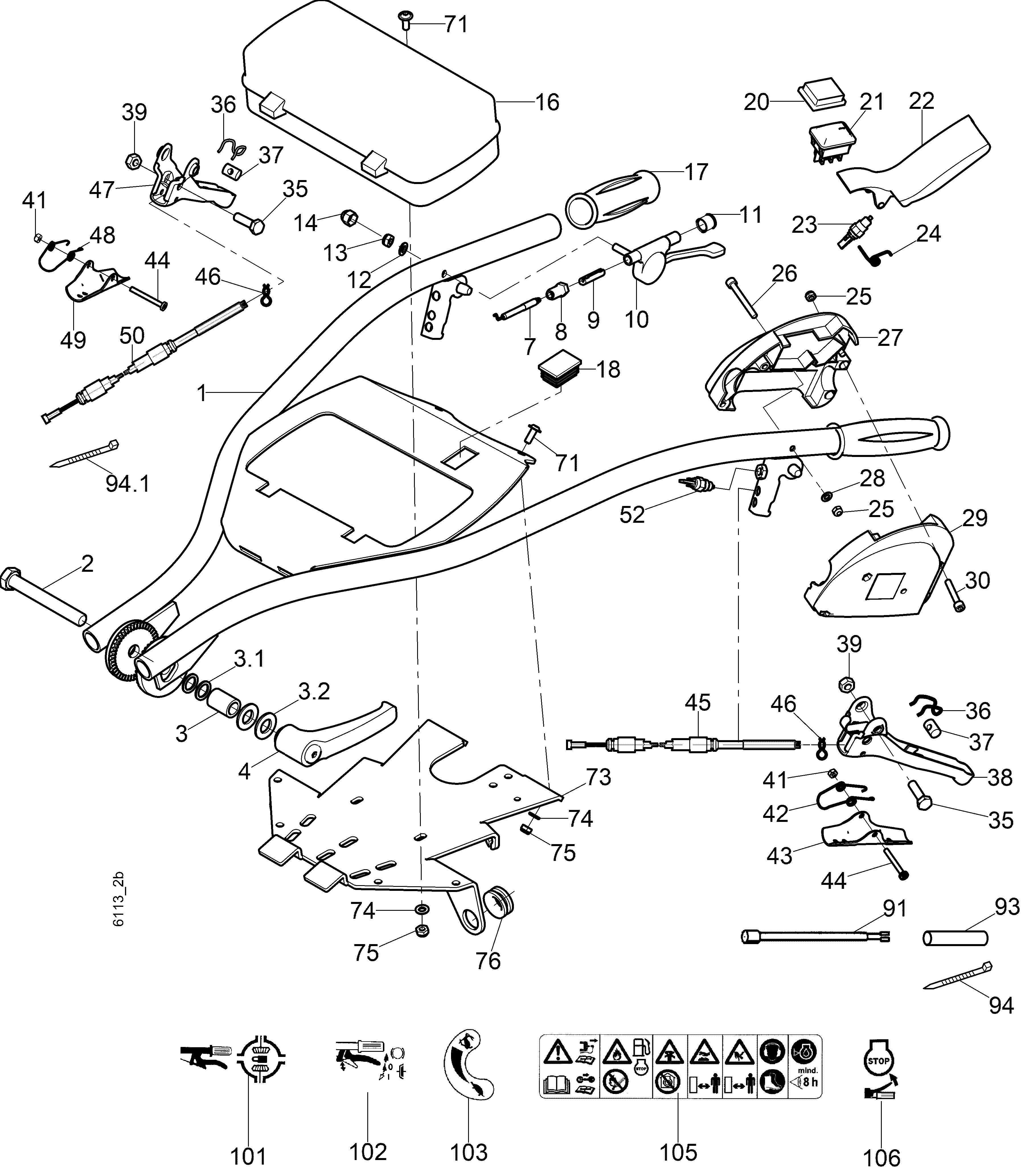 Guidon, câbles Bowden, version différentiel
