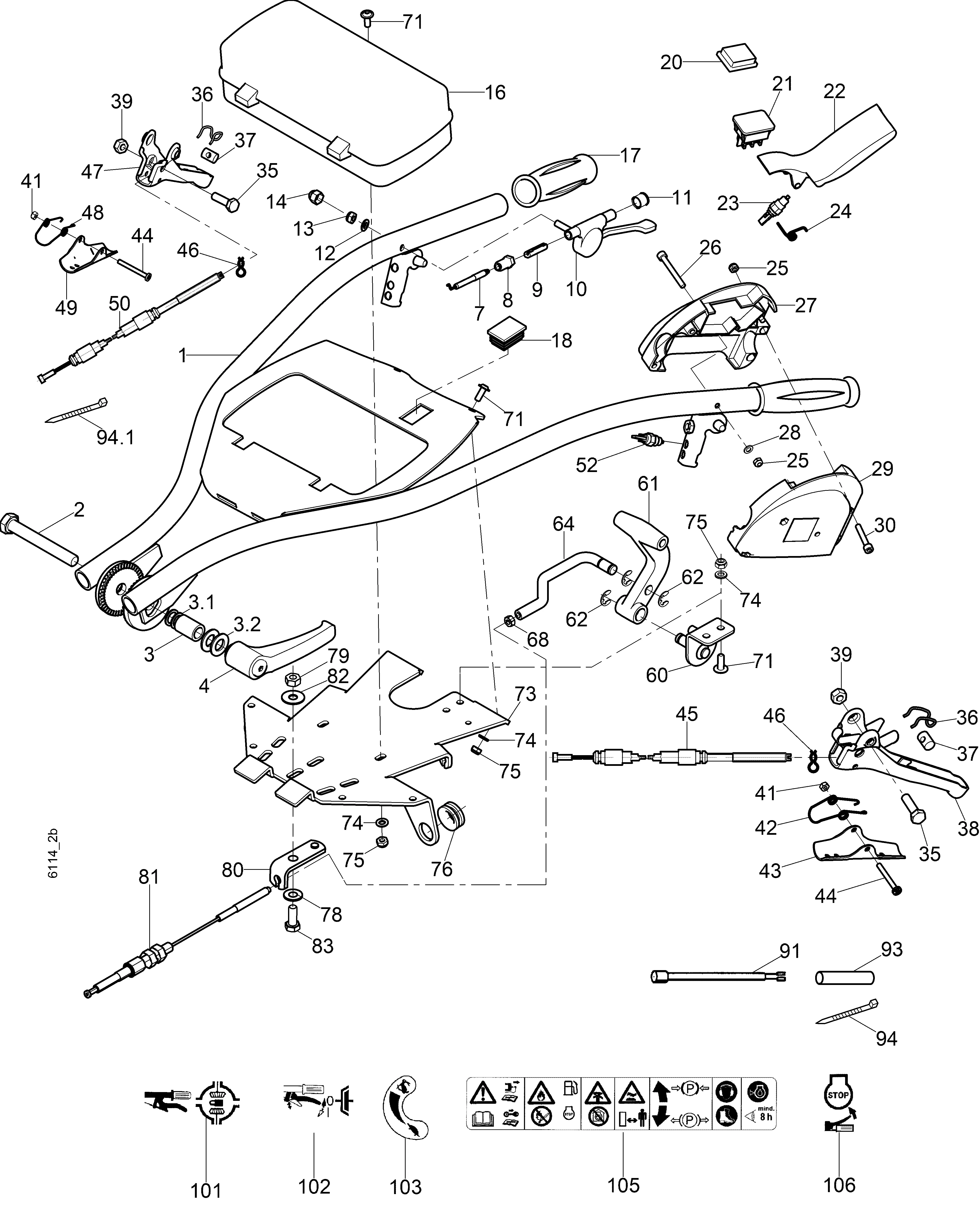 Lenker, Bowdenzüge, Ausführung Benzin, Differential, Schnellgang
