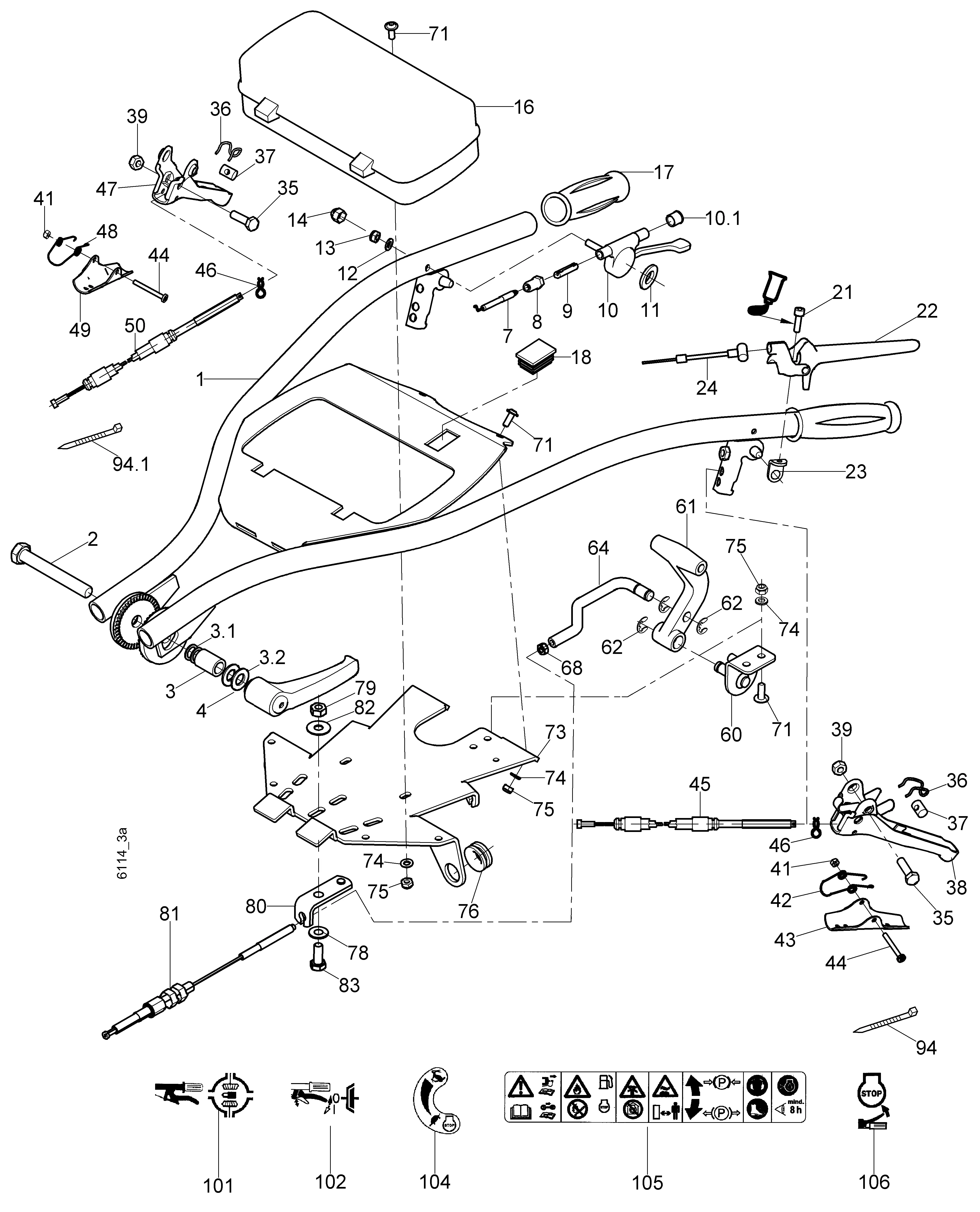 Lenker, Bowdenzüge, Ausführung Diesel, Differential, Schnellgang