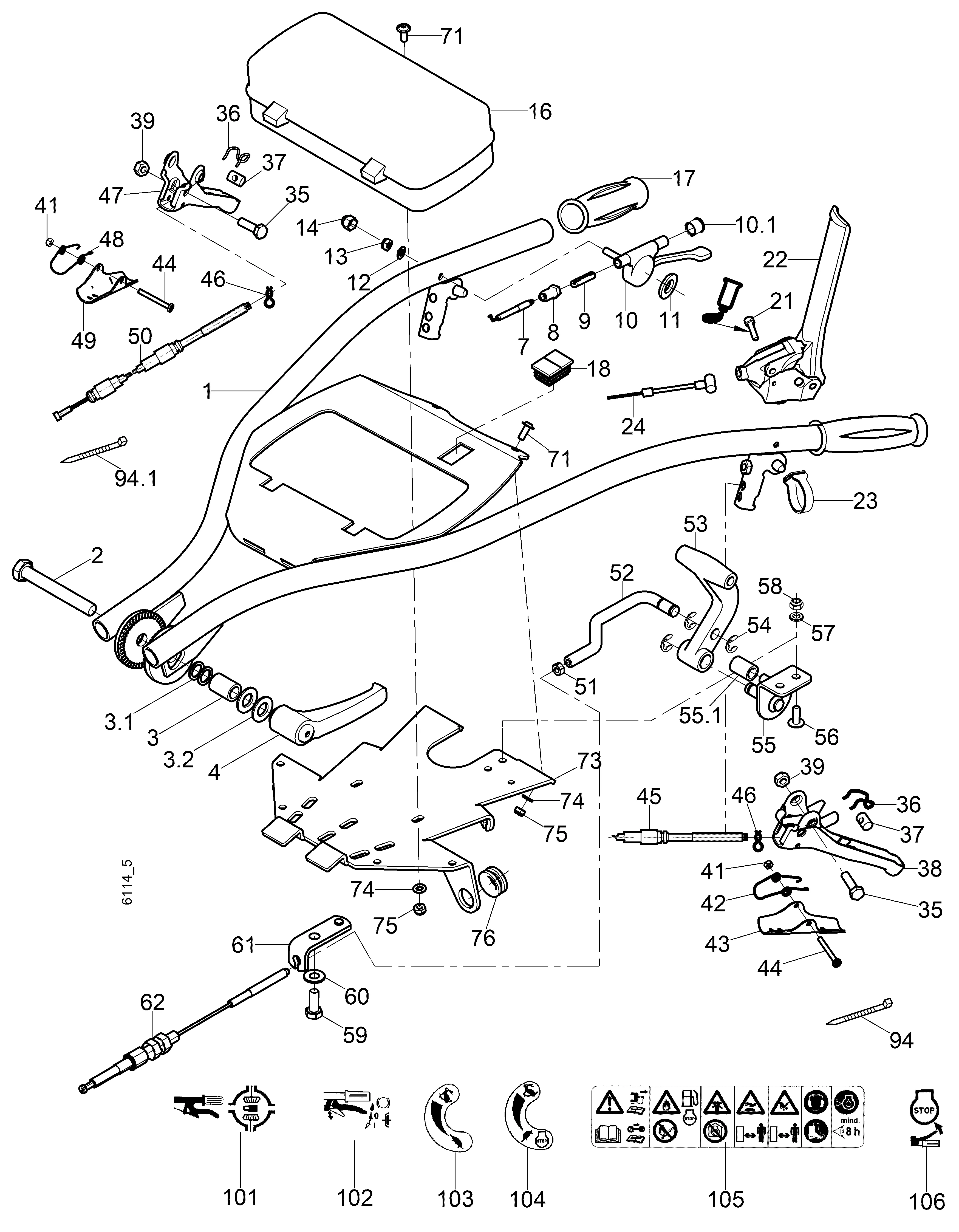 Guidon, câbles Bowden, version différentiel, vitesse rapide