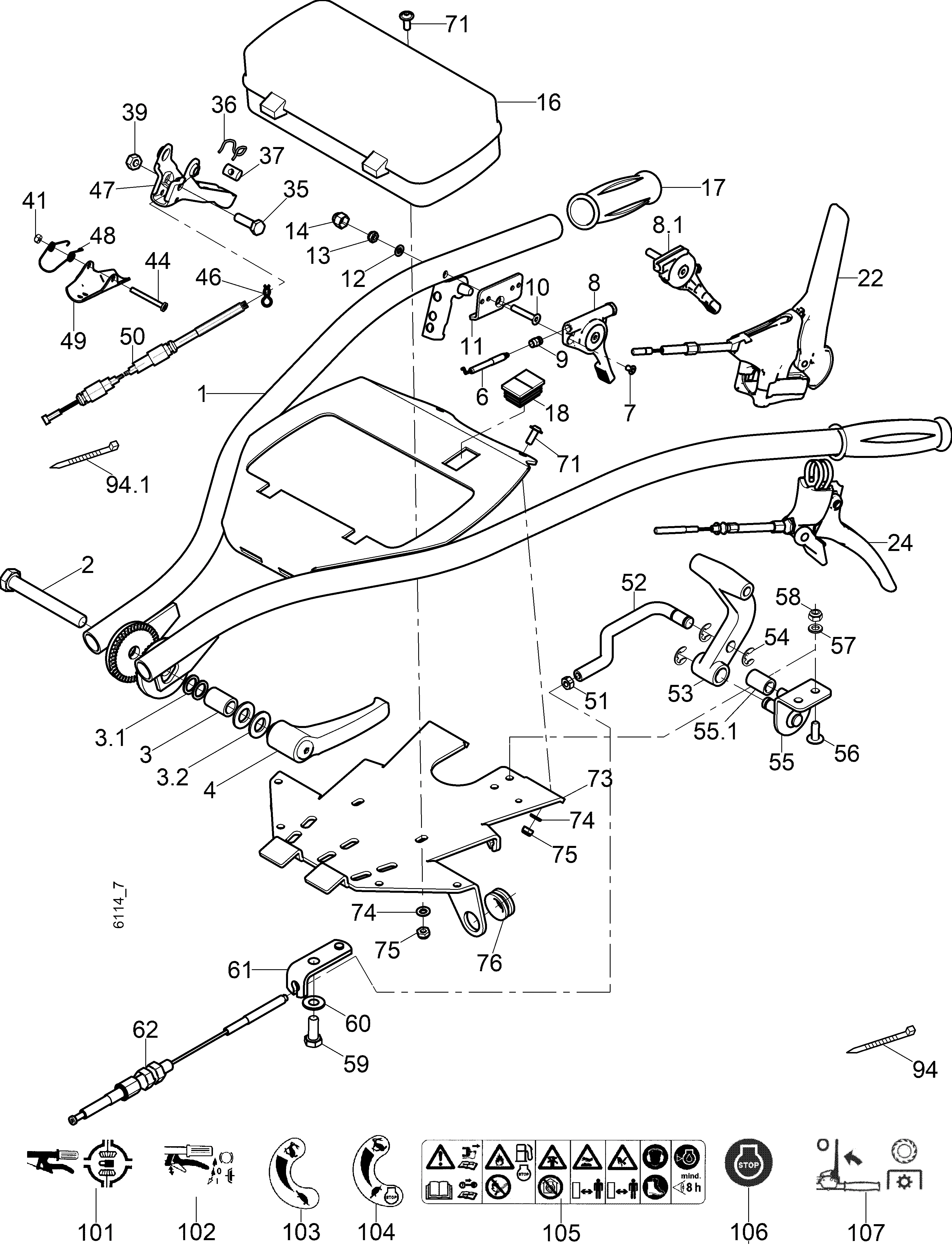 Guidon, câbles Bowden, version différentiel, vitesse rapide