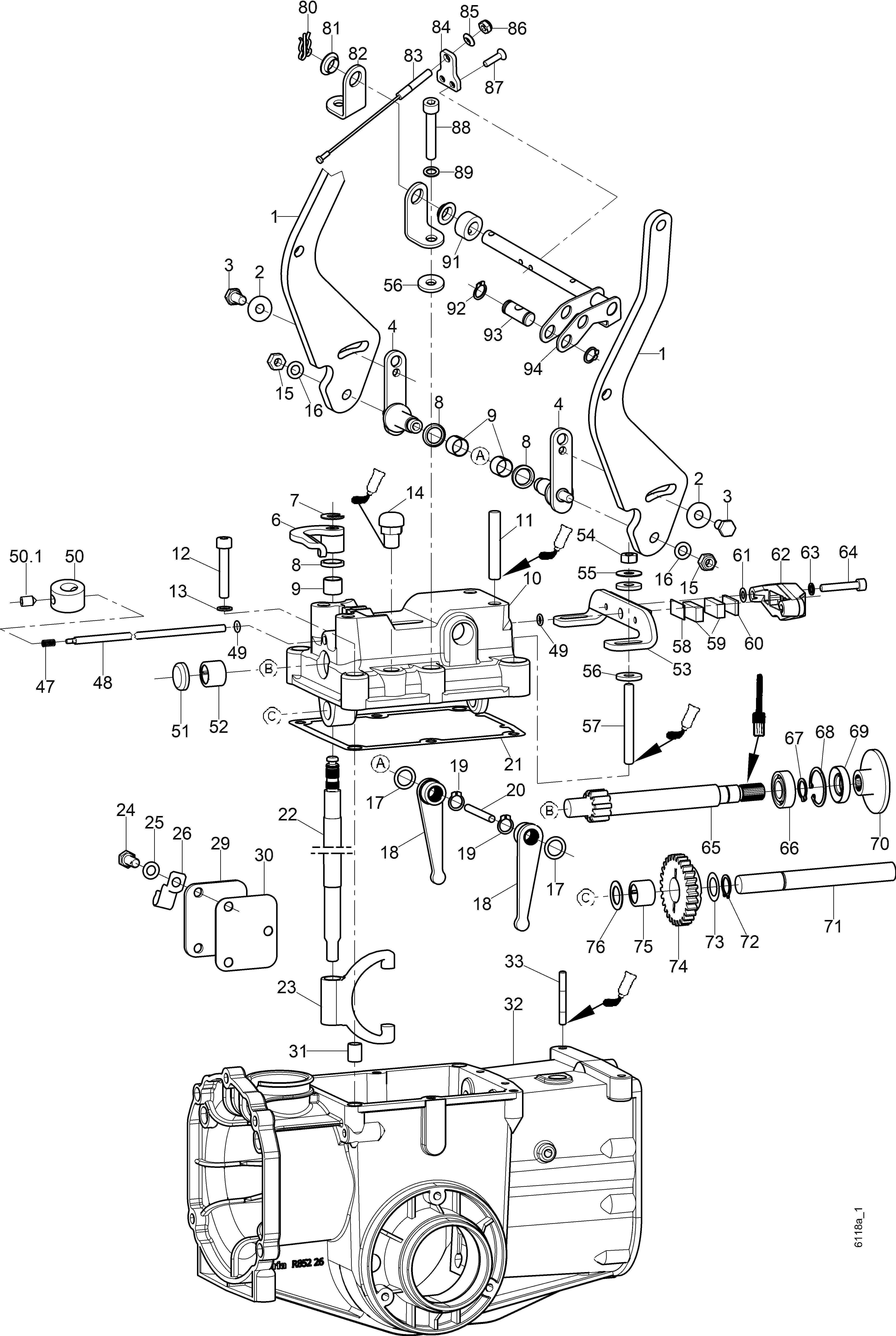 Couvercle de carter, frein de sécurité