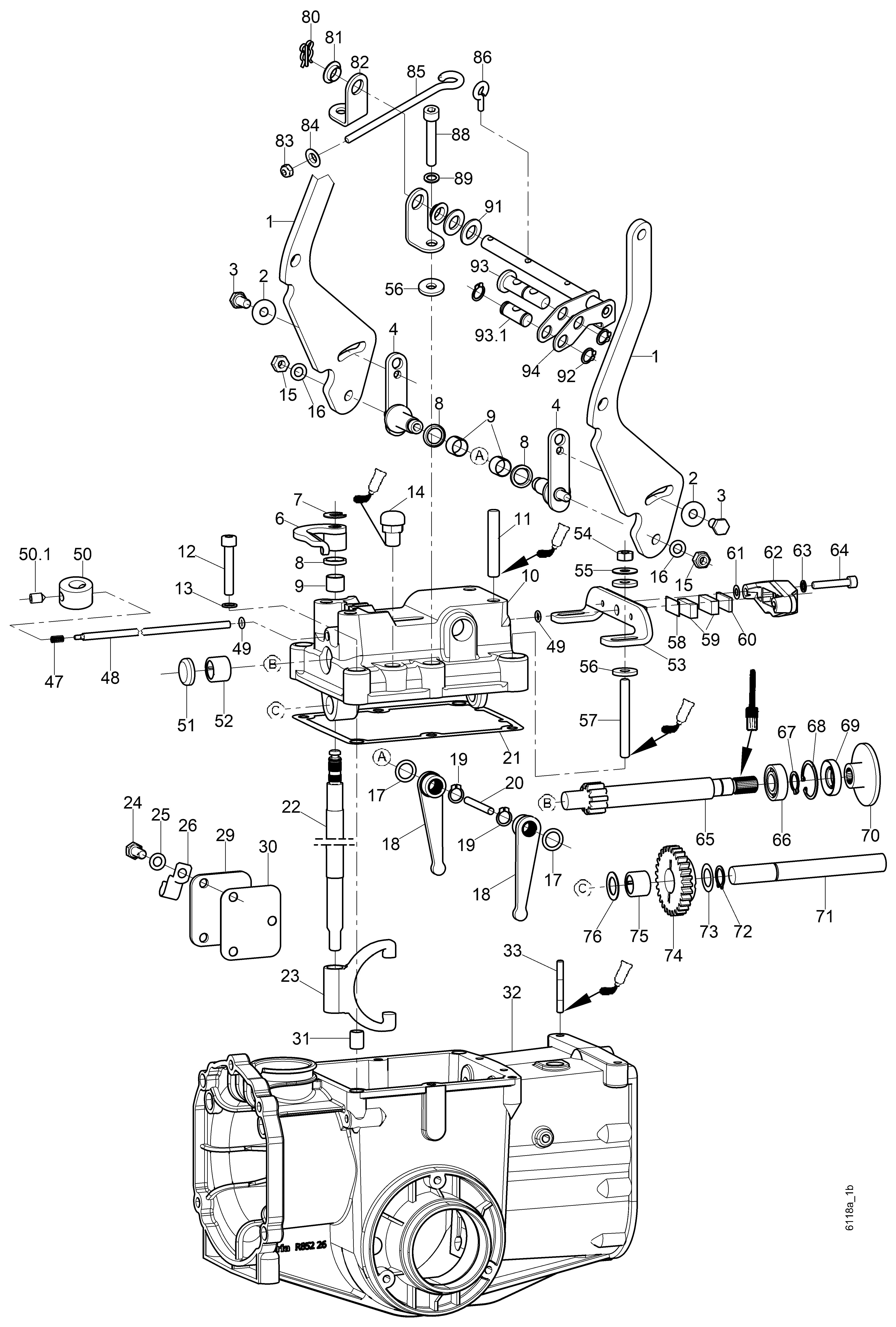Couvercle de carter, frein de sécurité