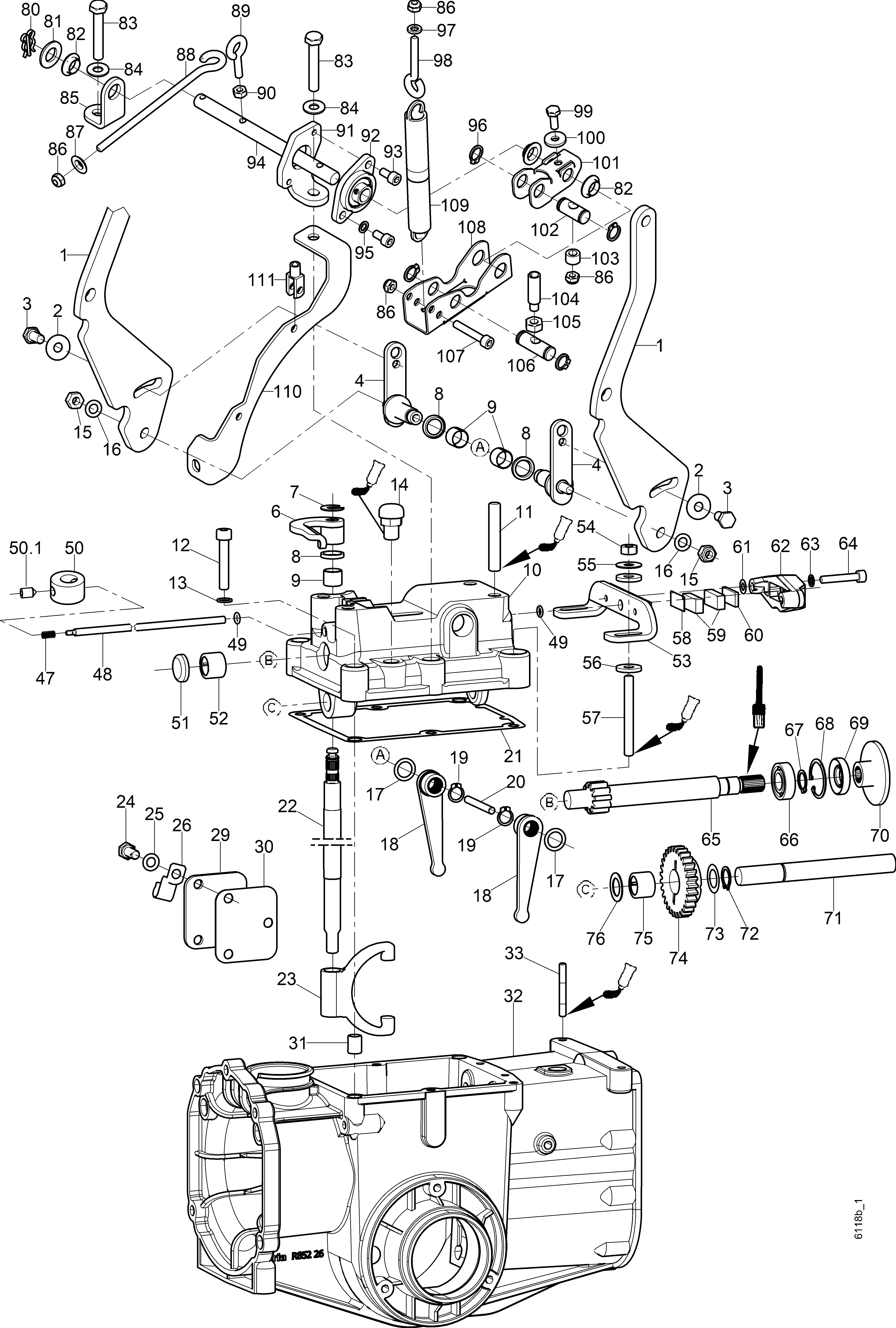 Couvercle de carter, frein de sécurité