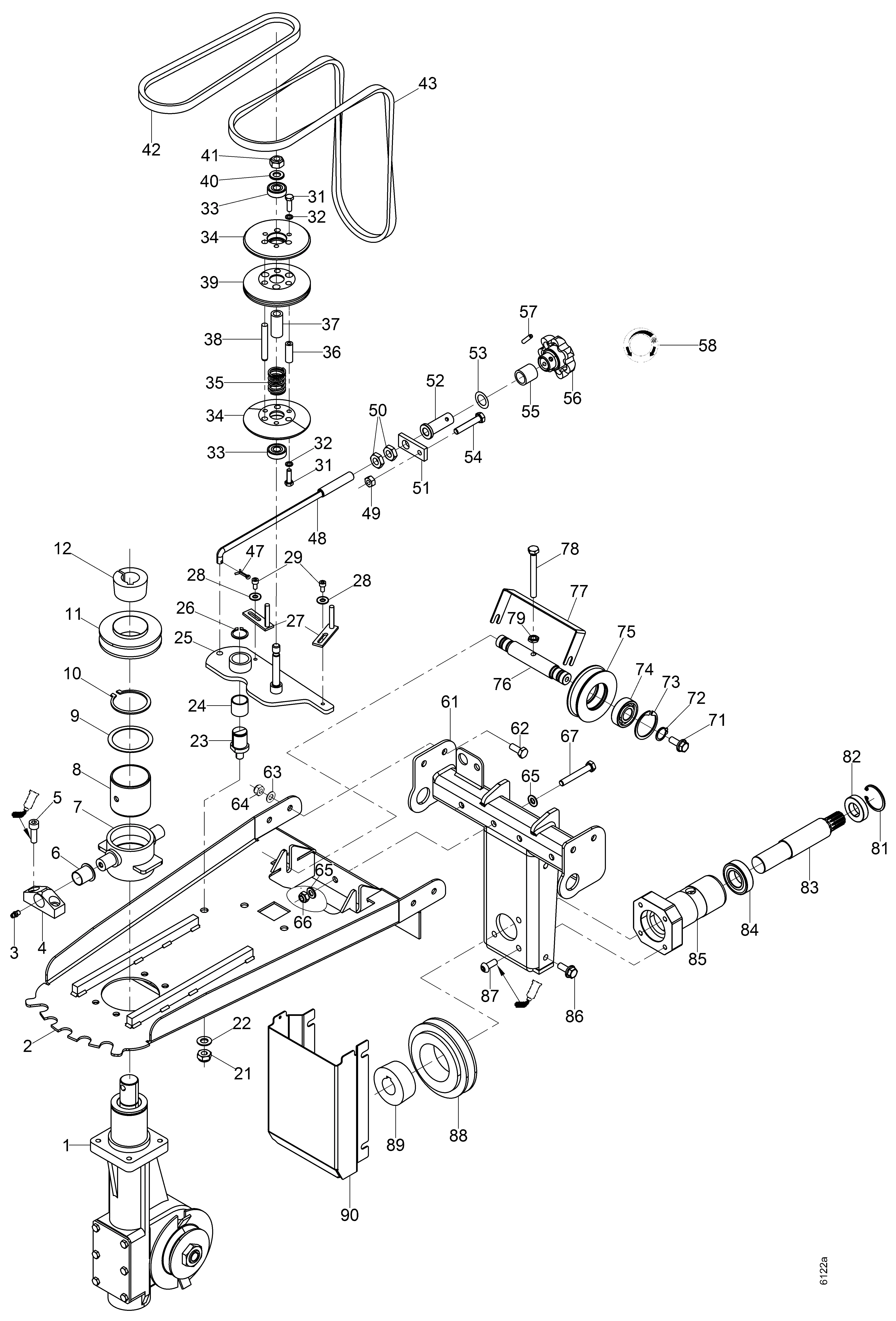 Balayeuse frontal adaptable, entraînement