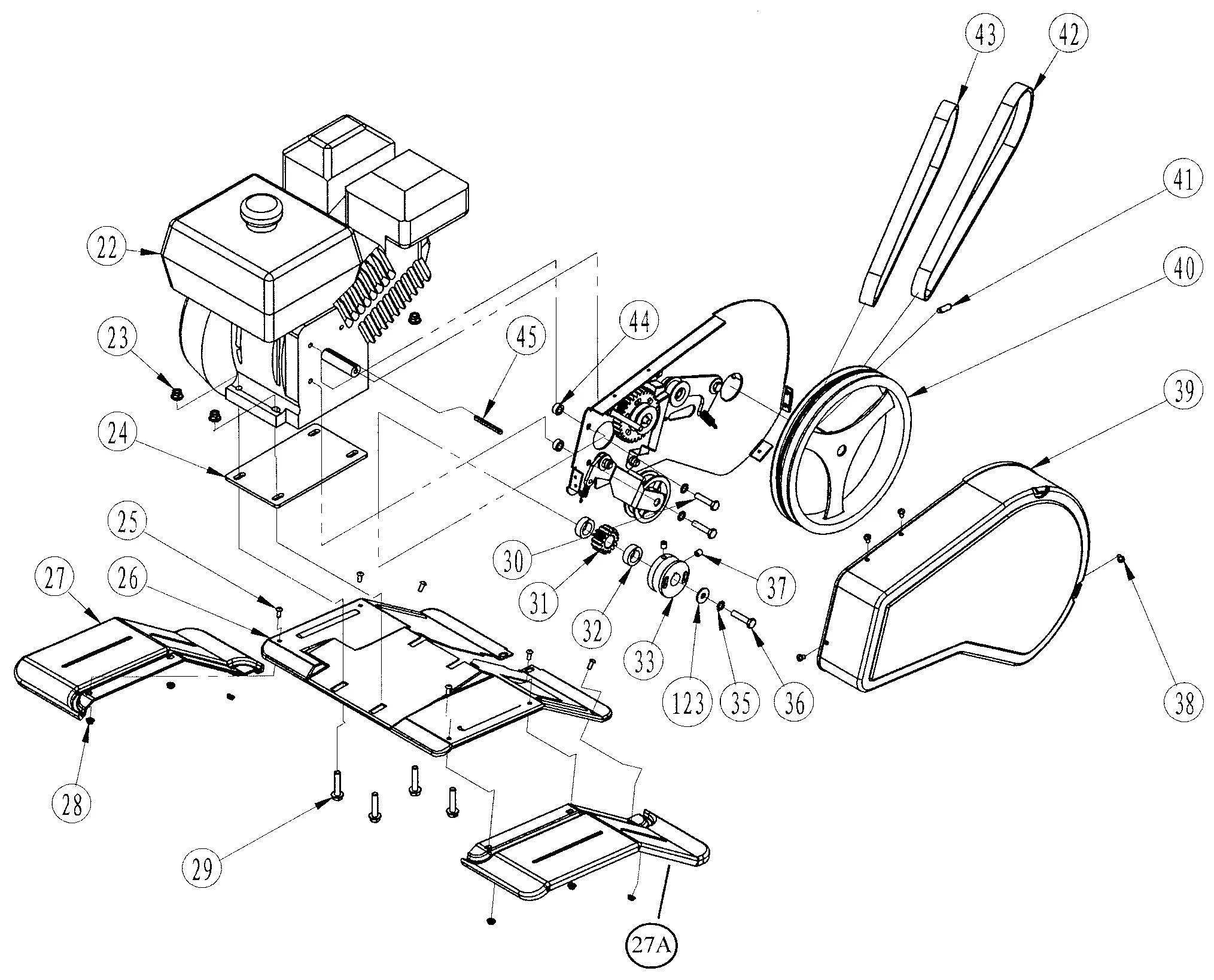 Motoranbauteile, V-belt drive, Schutzdach