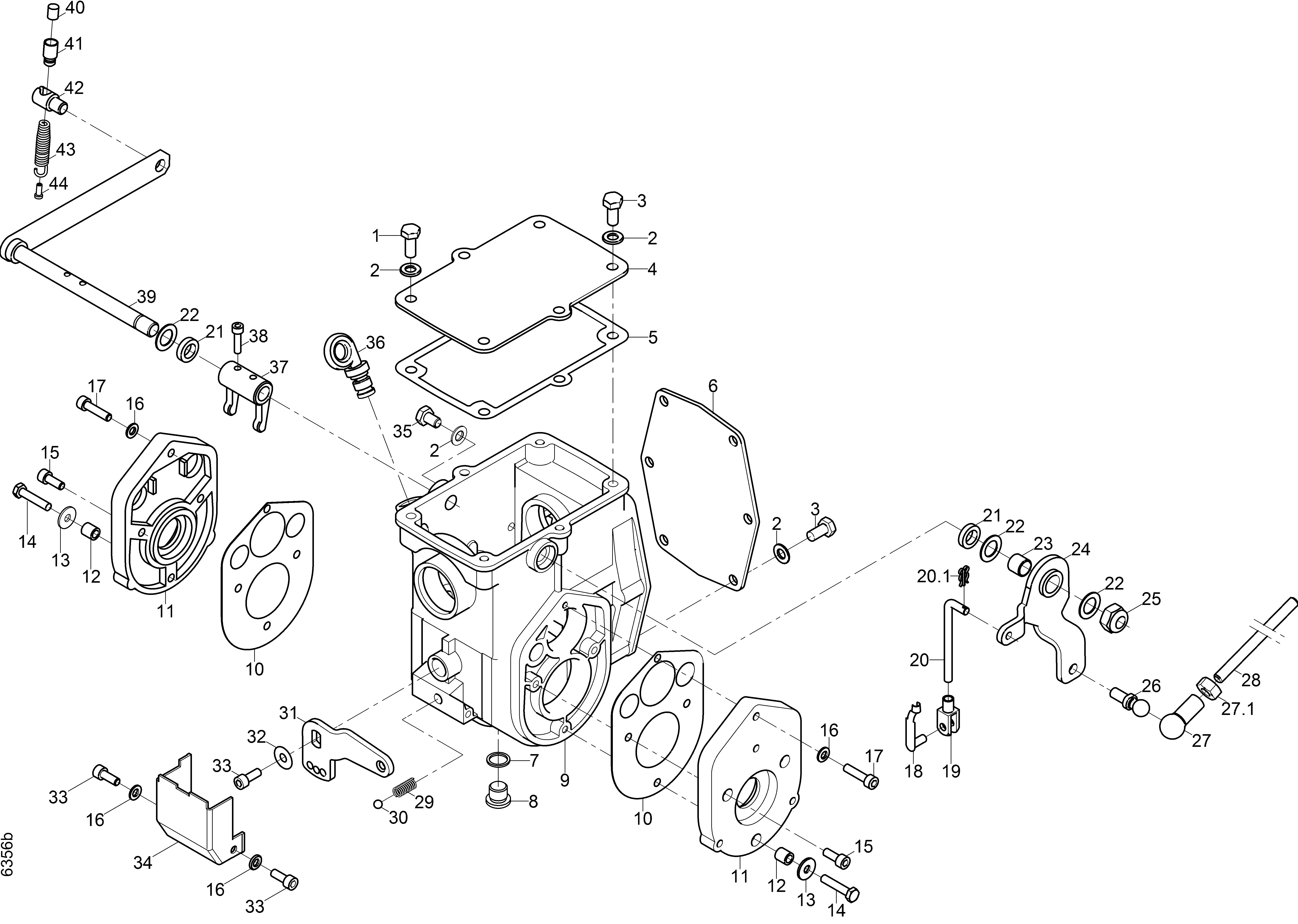 Fahrgetriebe-Gehäuse, -Hebel