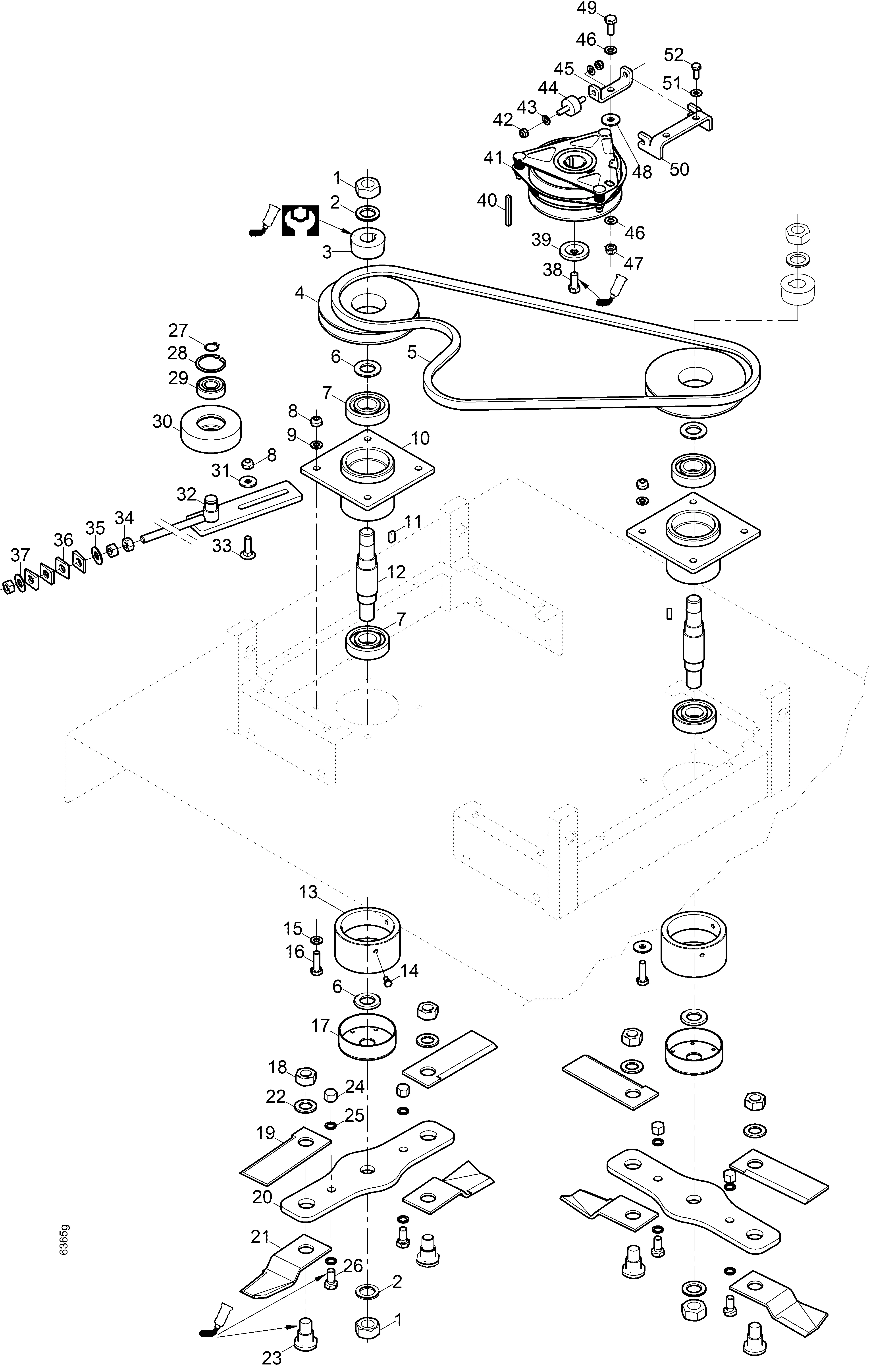 Cutter drive, new blade attachment