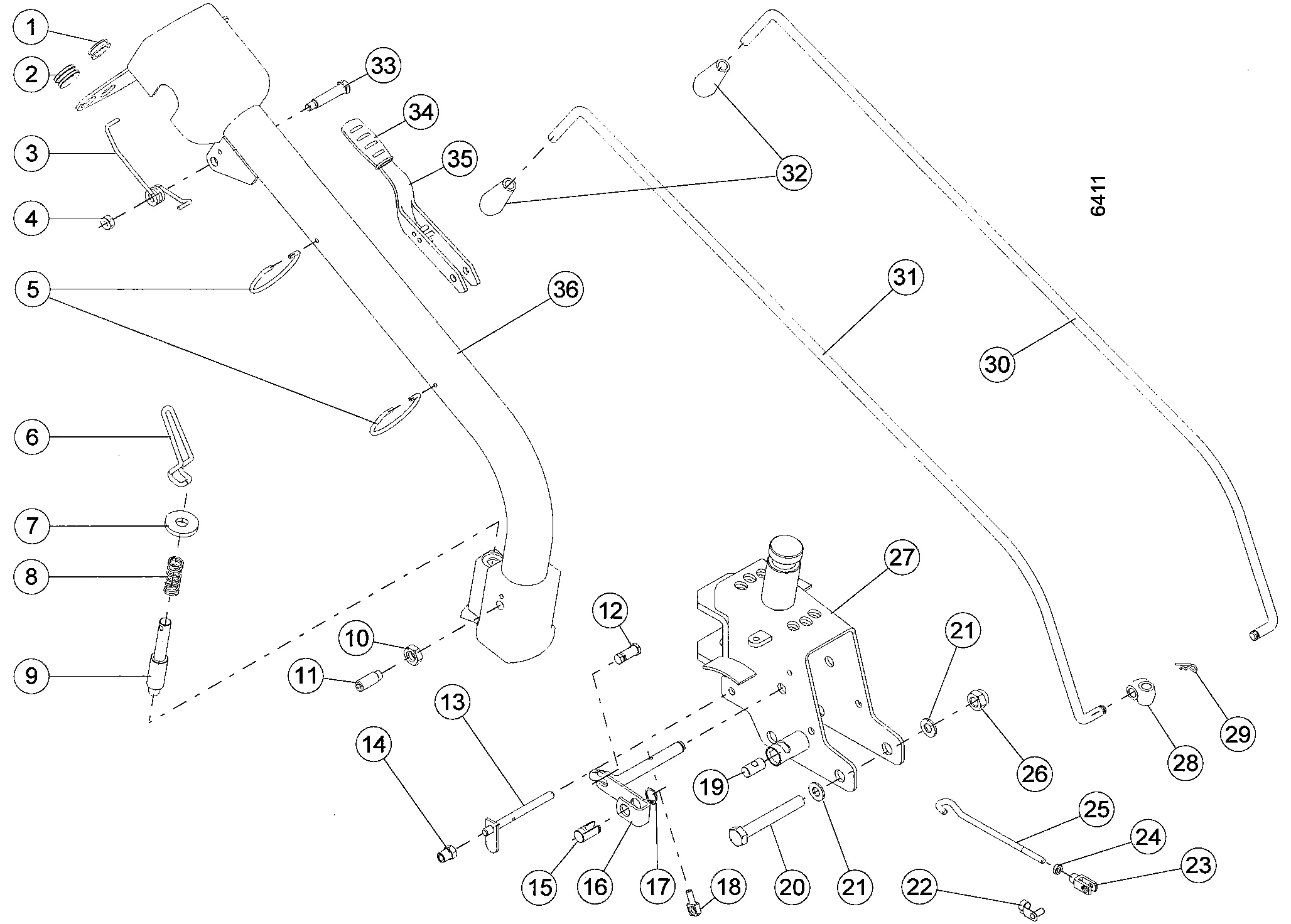 Lower steering arm, shifting linkage