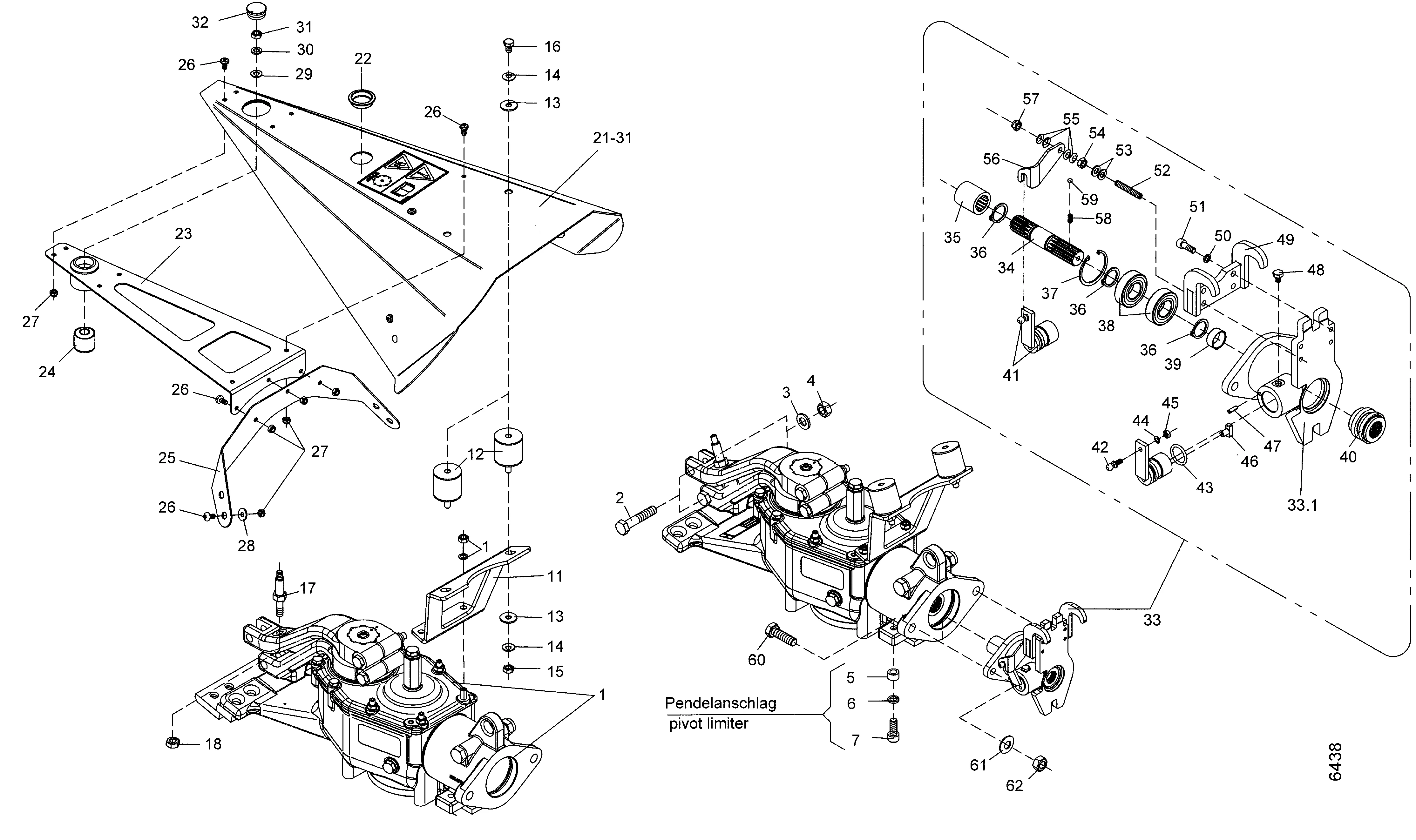 Entraînement de dispositif de fauchage à double lames, bride de montage