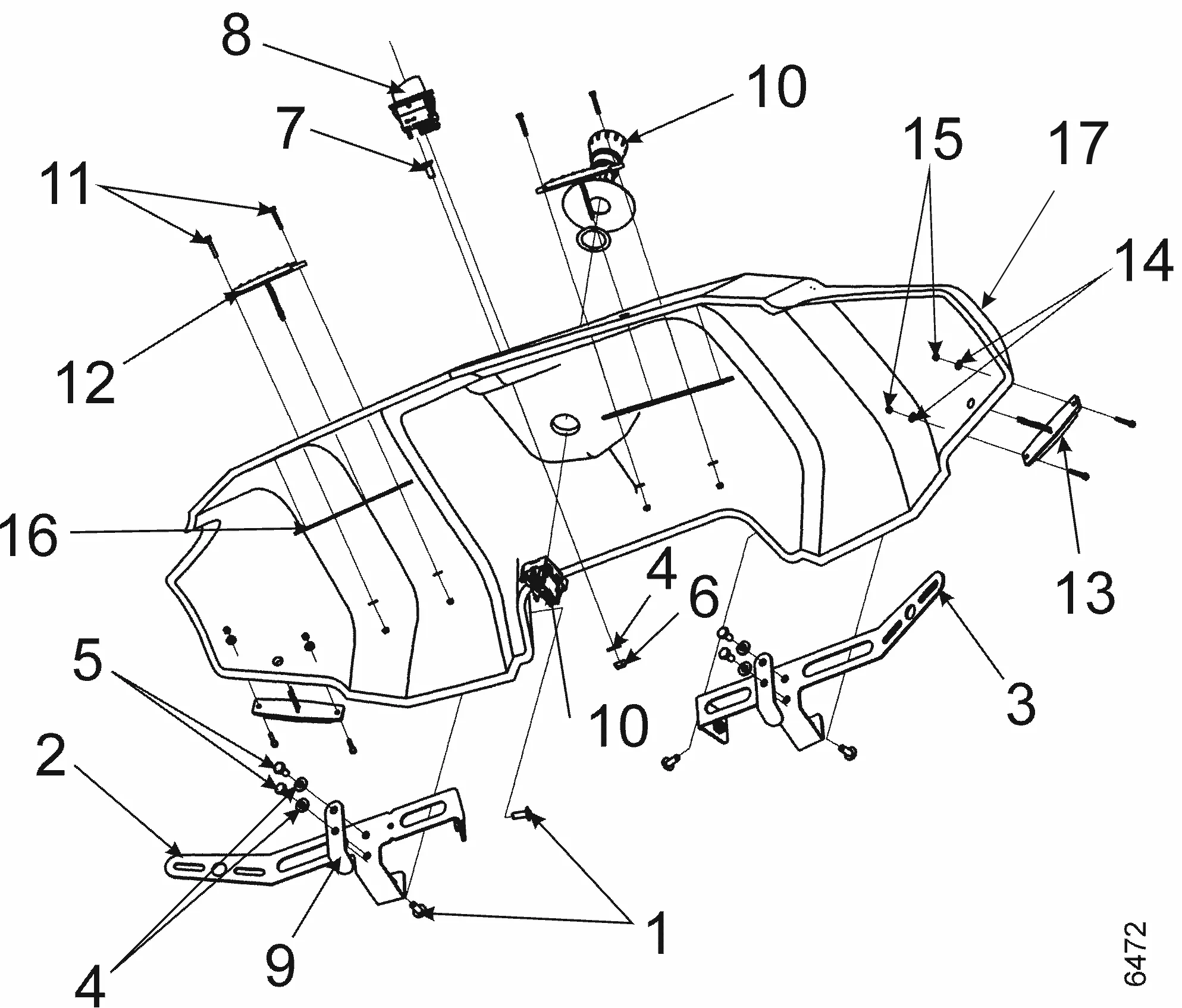 Hood, electrical components, mounting