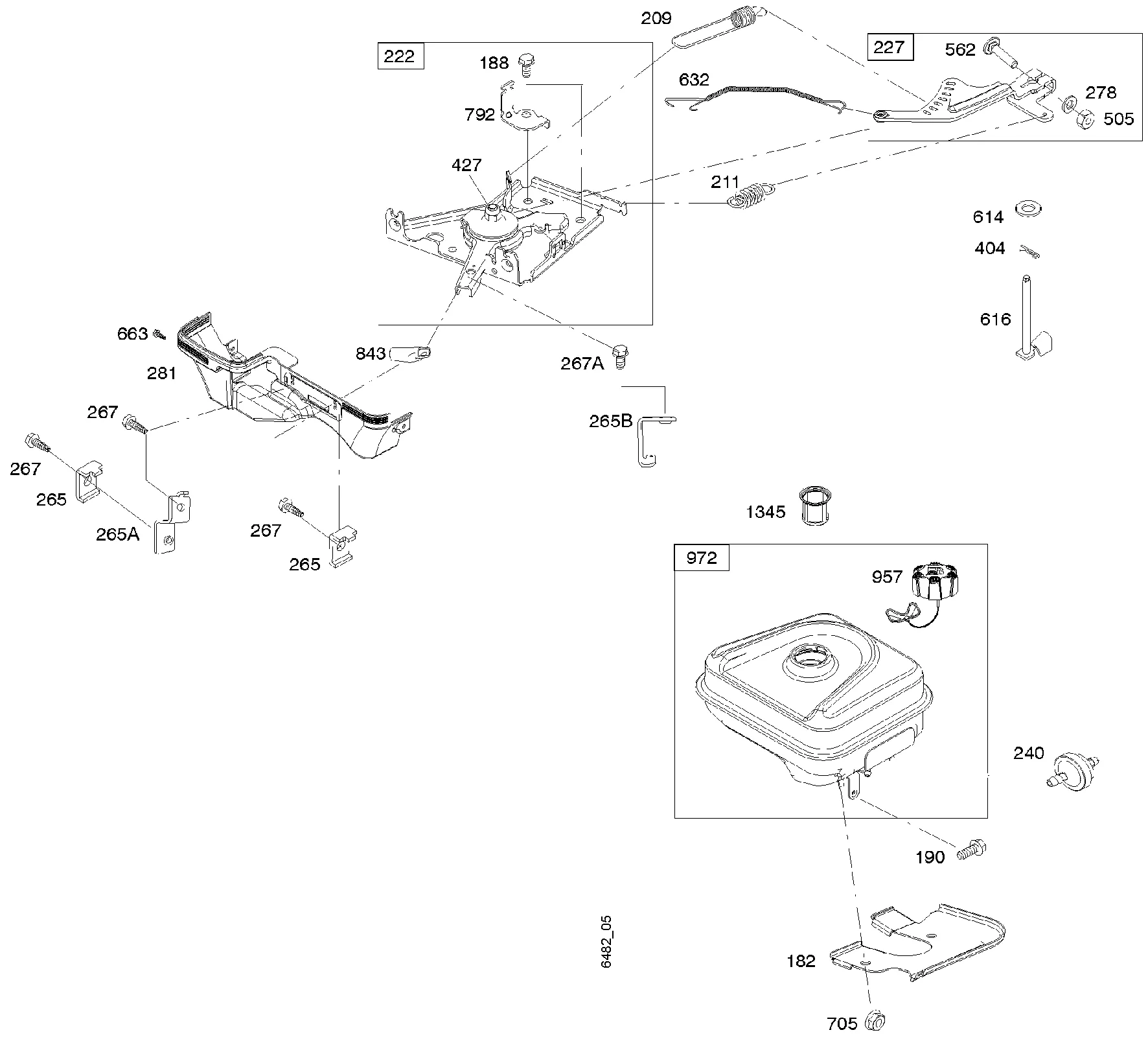 Commande vitesse, reservoir à carburant