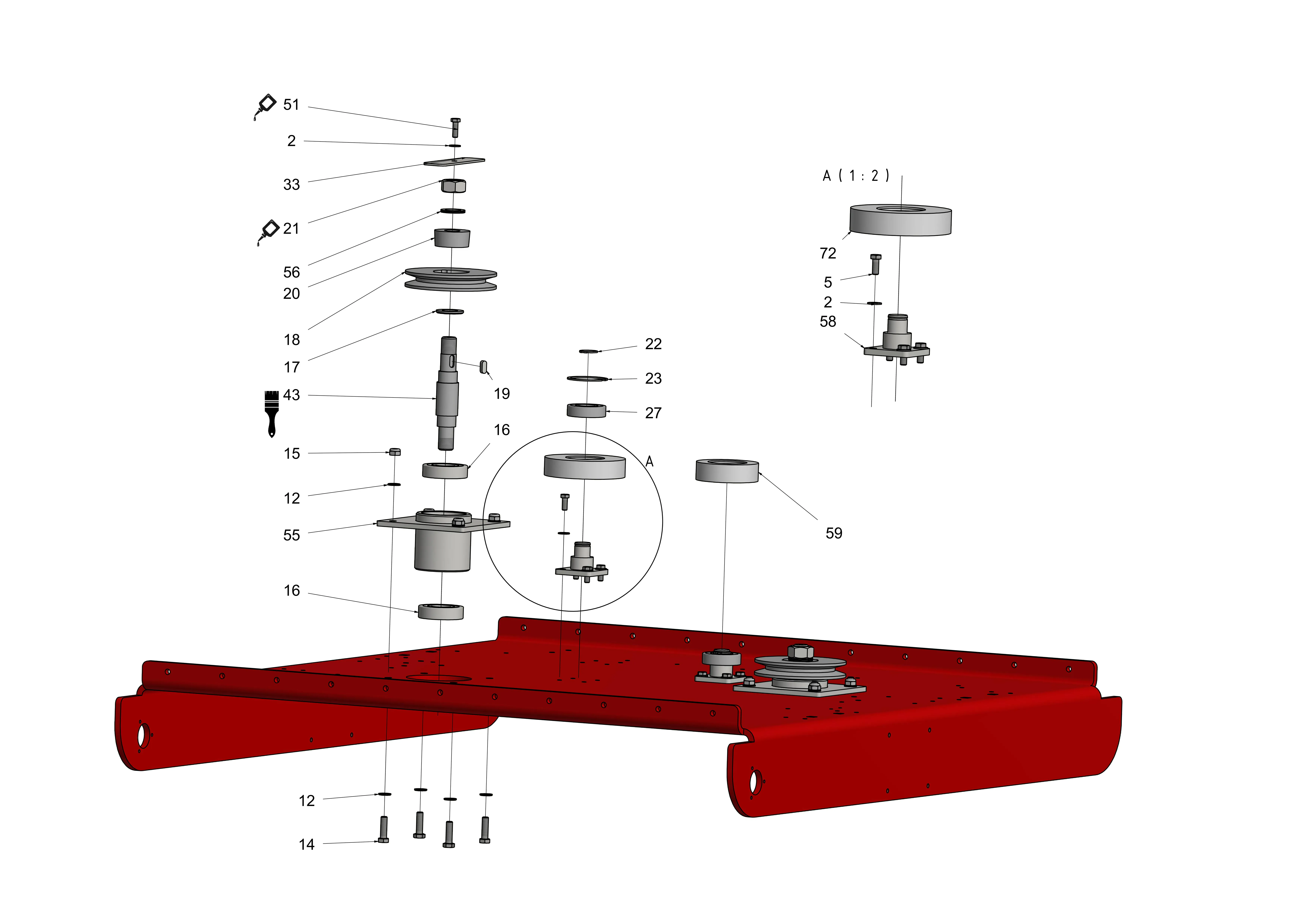 Pont de faucheuse (palier à bride)