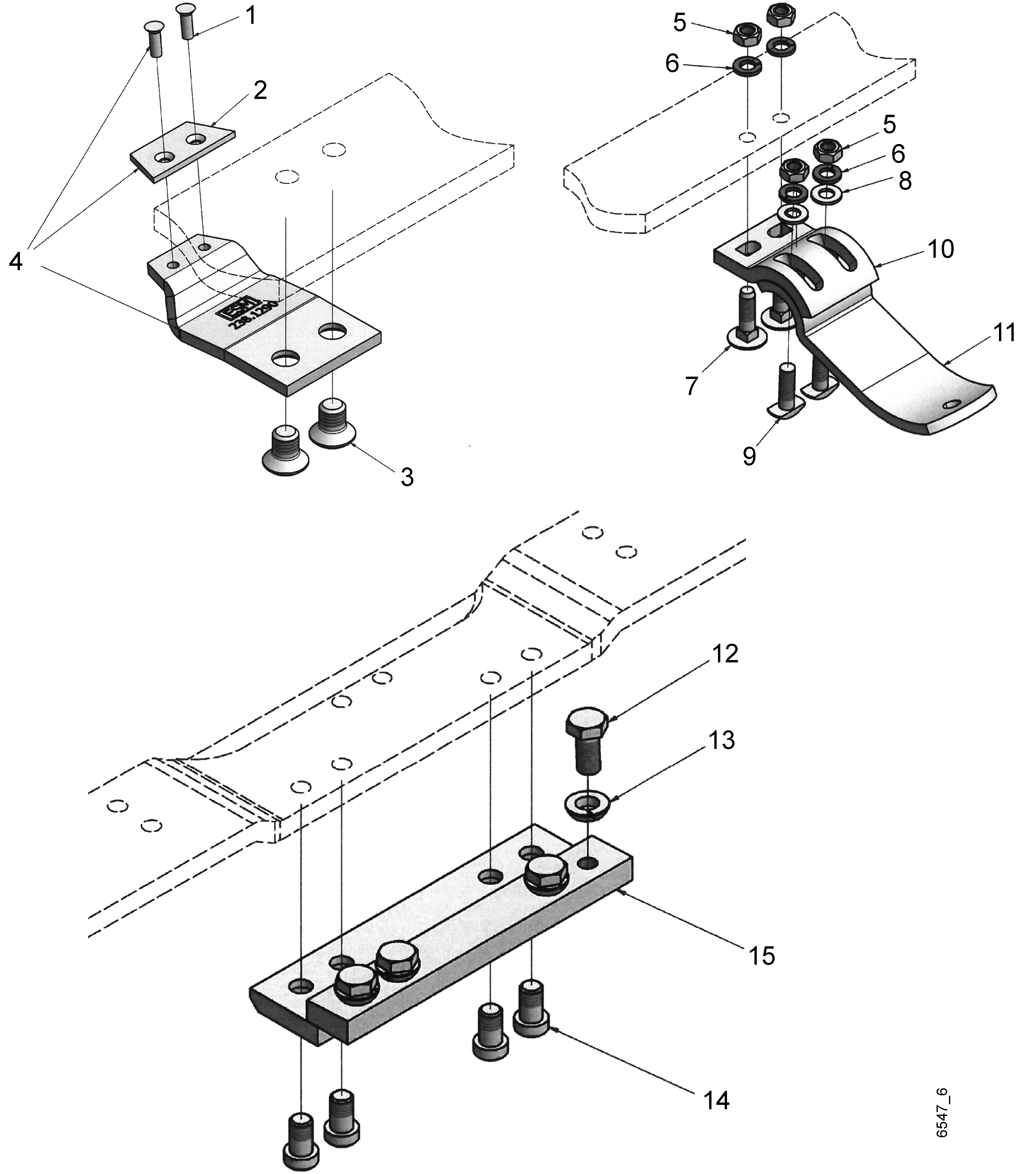 Messerauflage, Laufsohle, Anschlussplatte