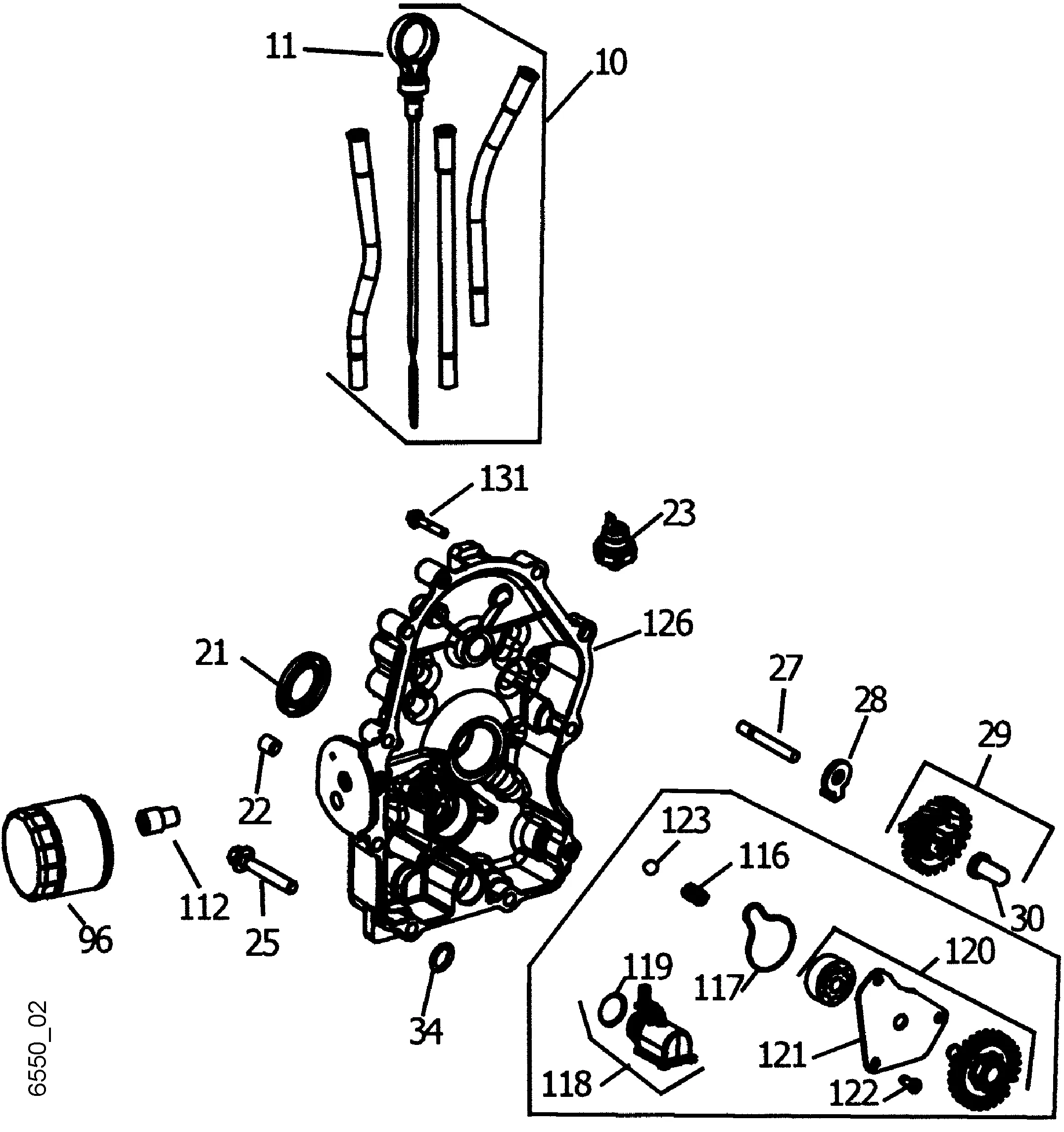 Kurbelgehäusedeckel, Ölpumpe, Ölfilter