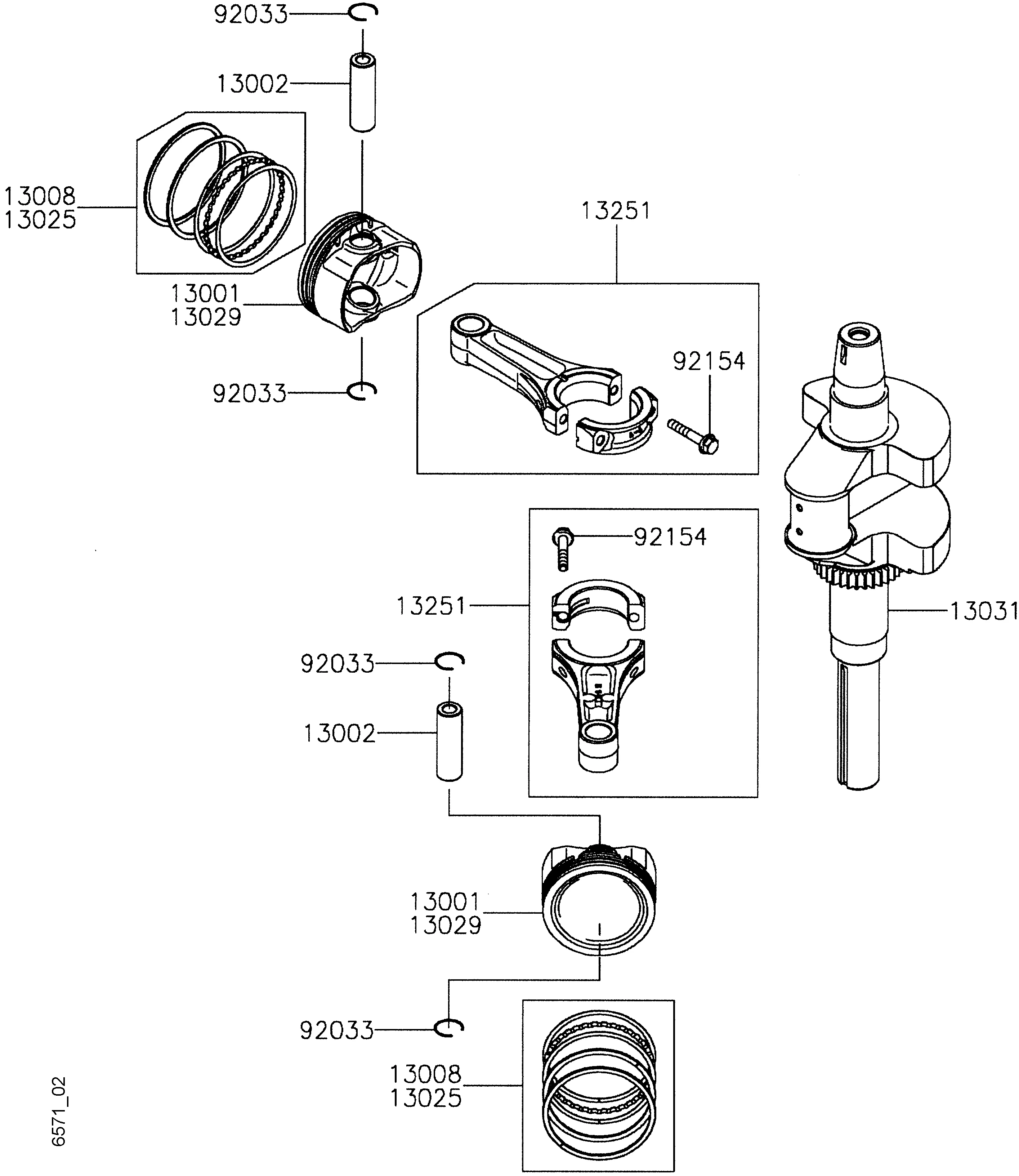 Crankshaft, piston