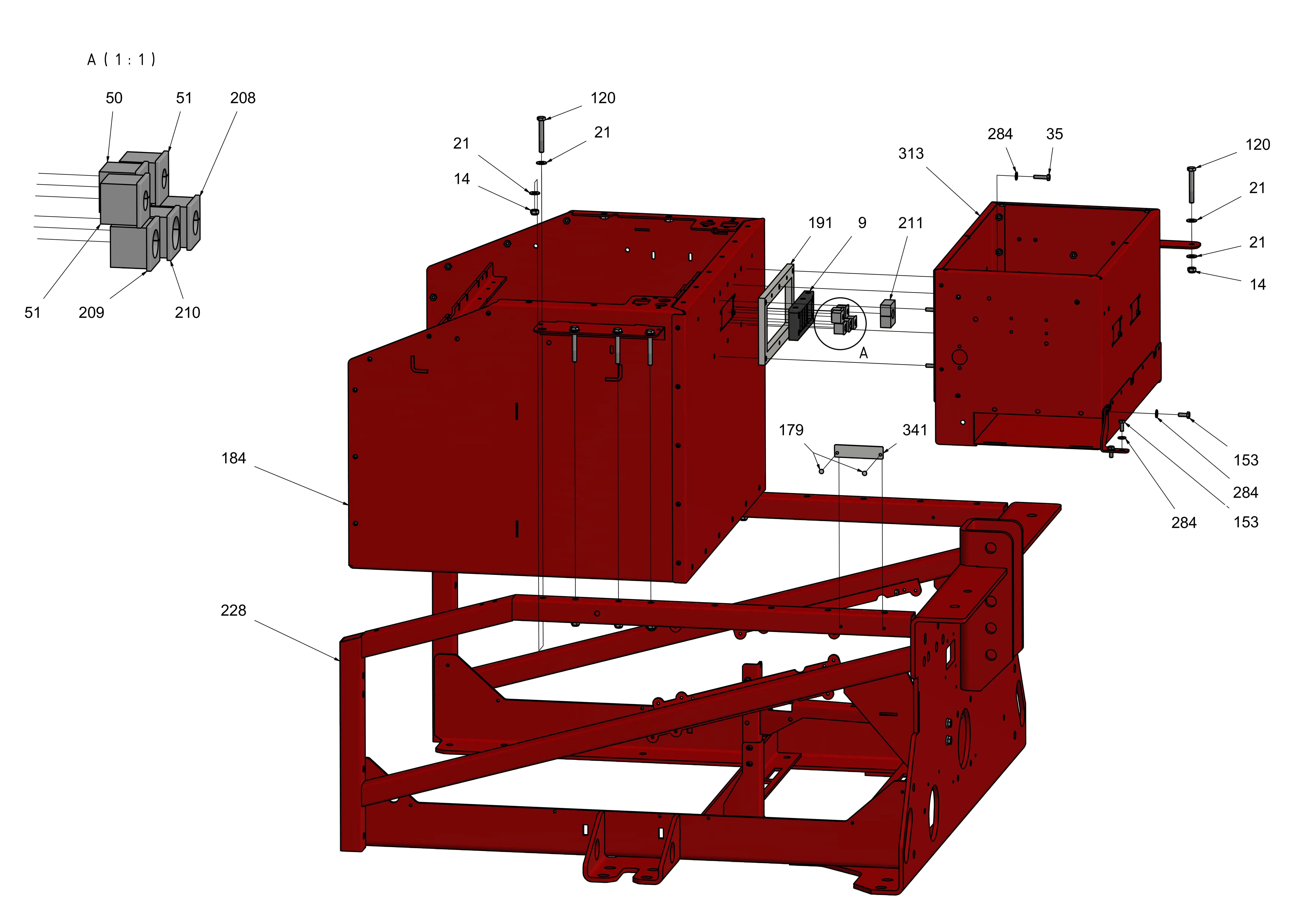 Hauptrahmen, E-Kasten, Akkukasten