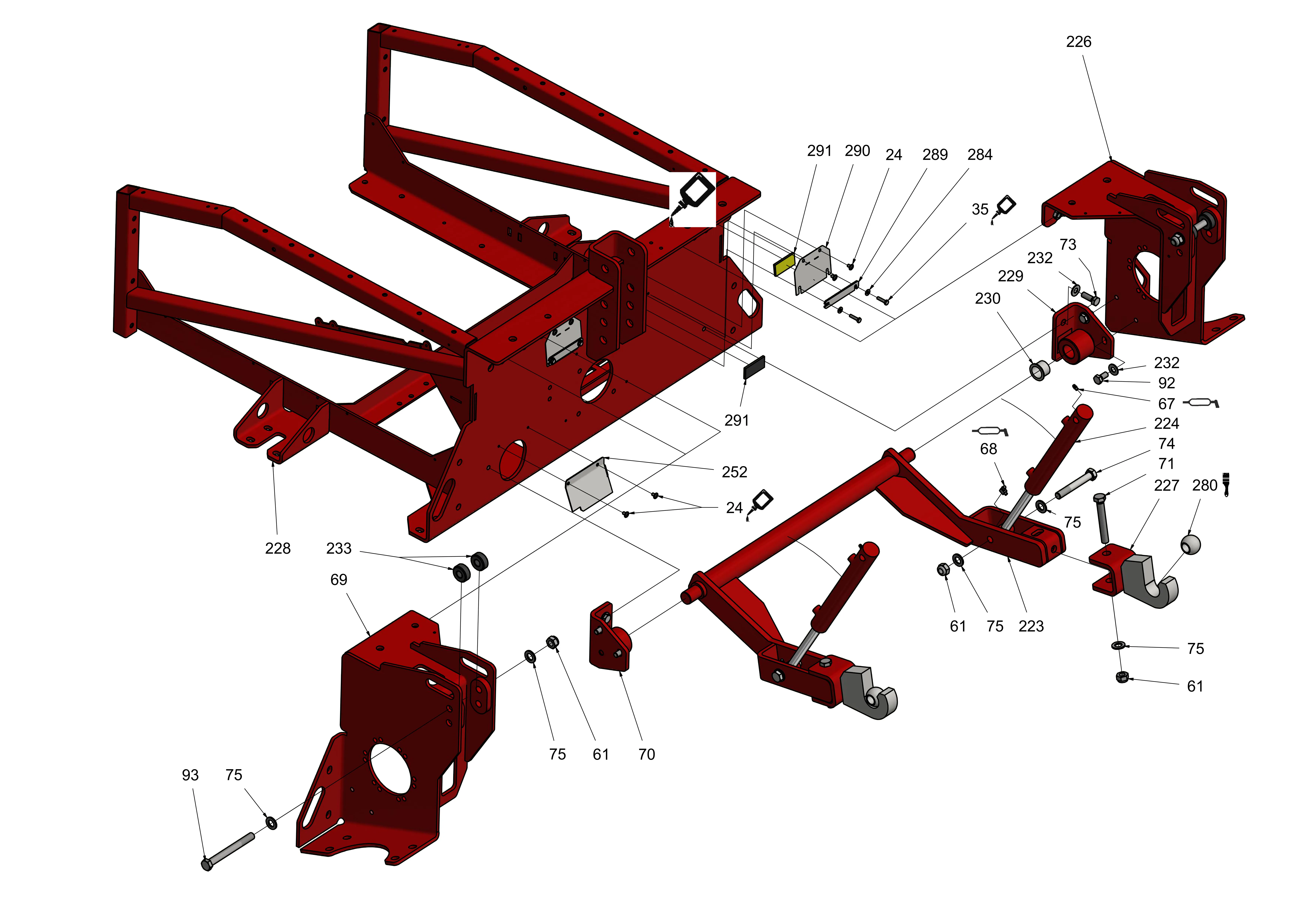 Implement mount, lower link