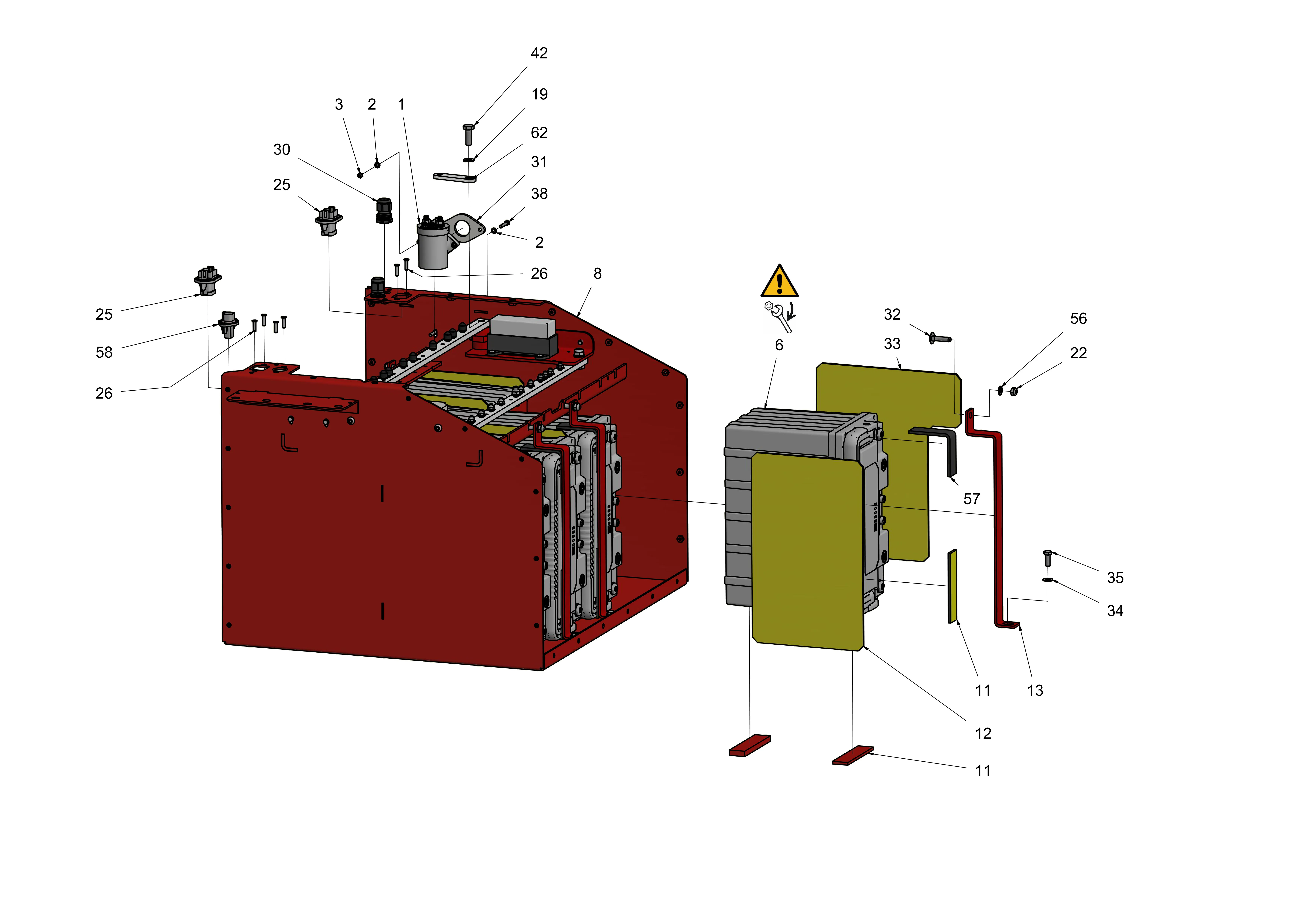 Akkukasten, Akkus, Hauptrelais
