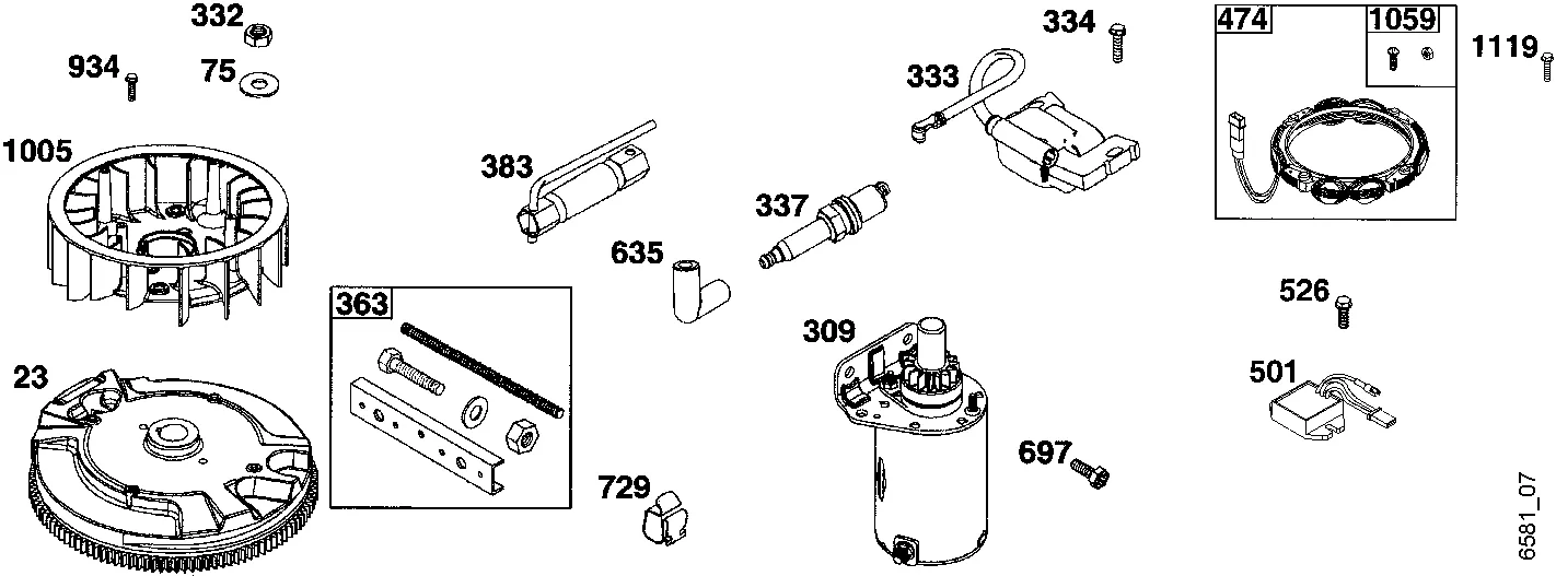 Schwungrad, Generator, Anlasser, Zündanlage