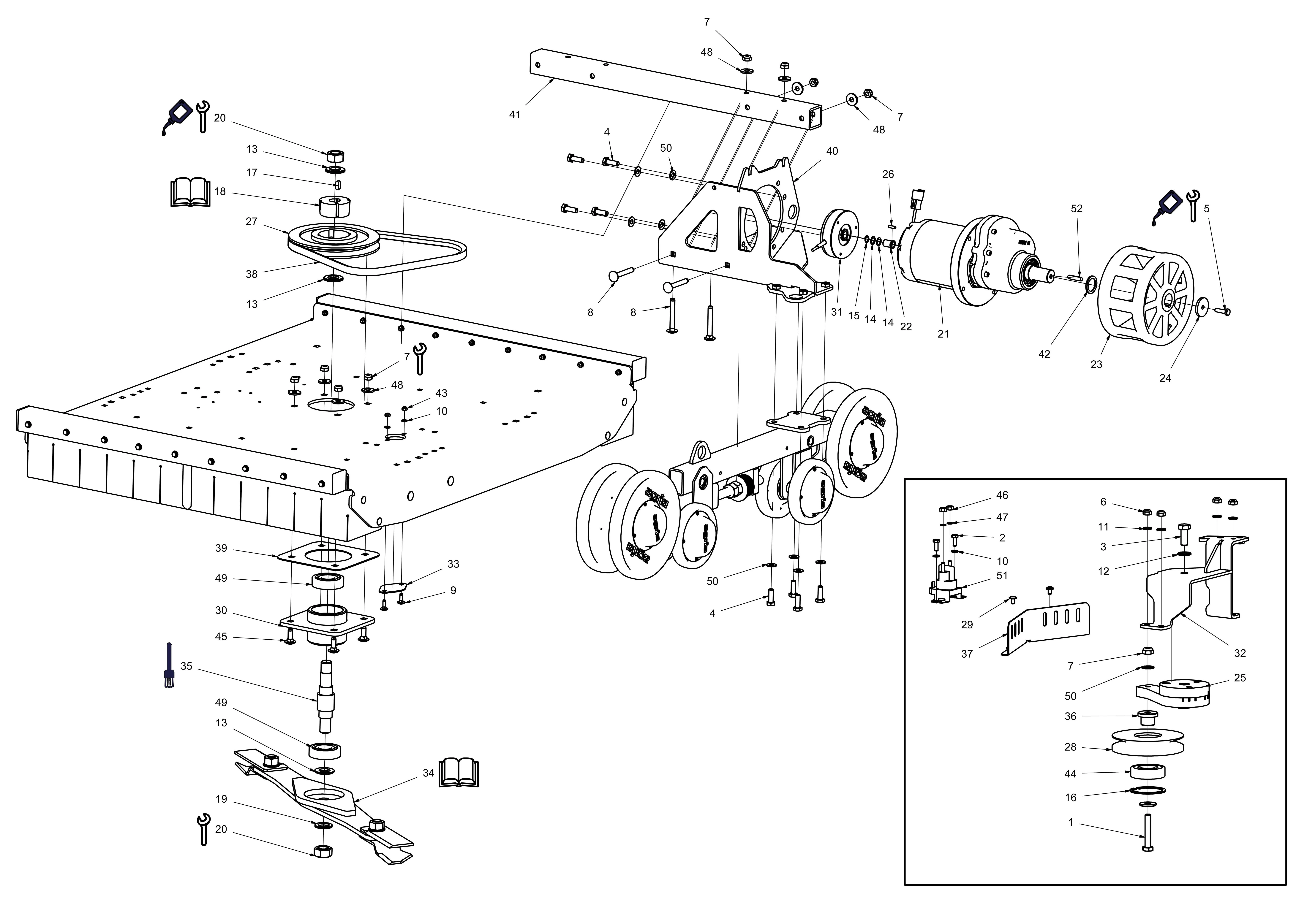 Fahrantrieb, Mähantrieb