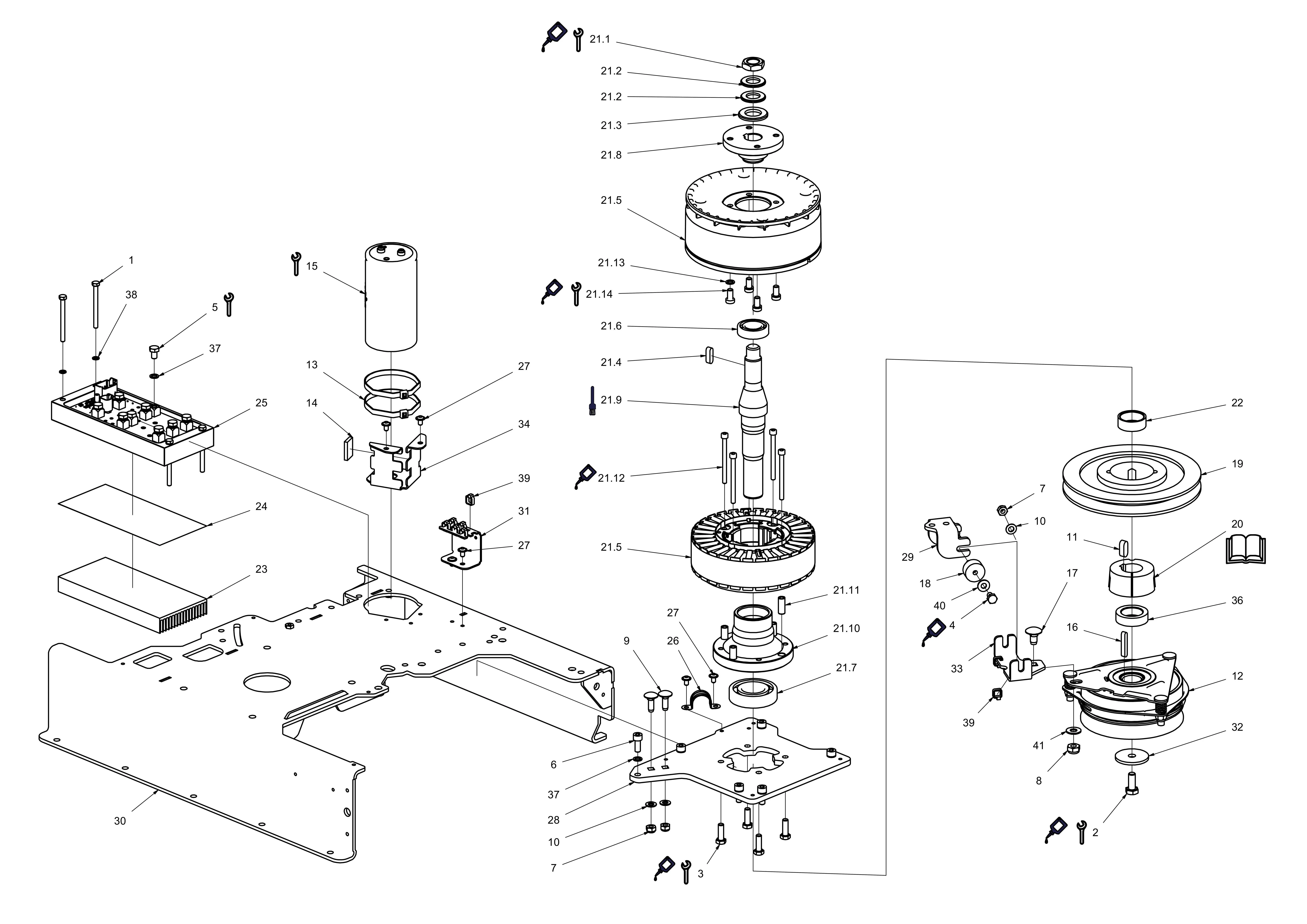 Support moteur, générateur, embrayage de solénoïde
